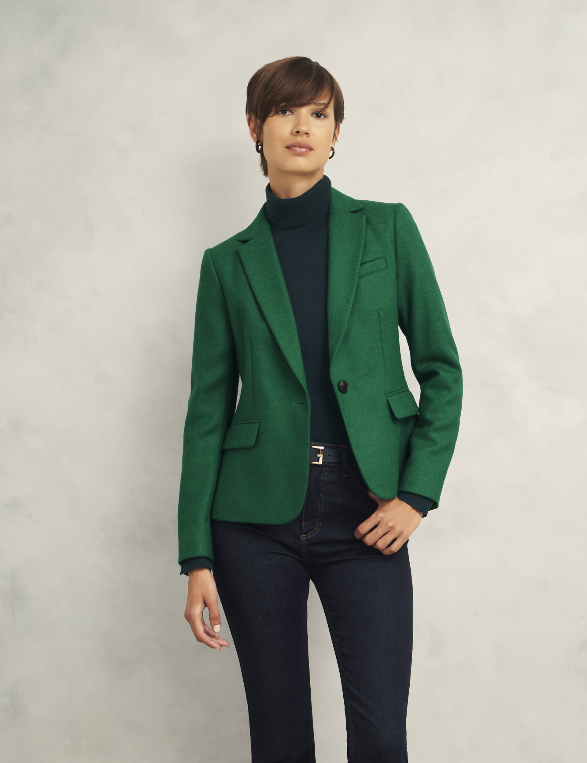 Hobbs Women's Pure Wool Blazer - 12REG - Green, Green