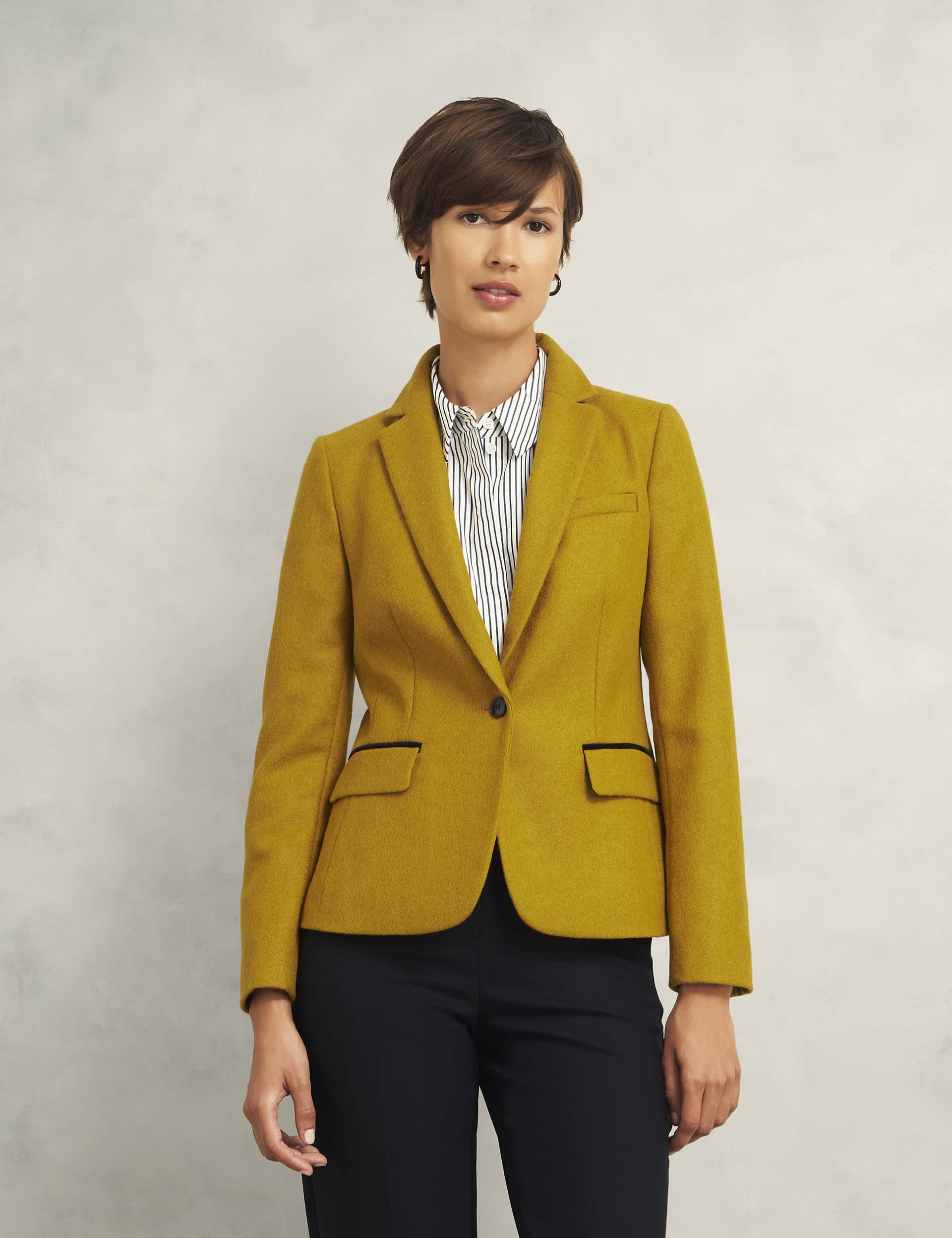 Hobbs Women's Pure Wool Single Breasted Blazer - 14 - Yellow, Yellow