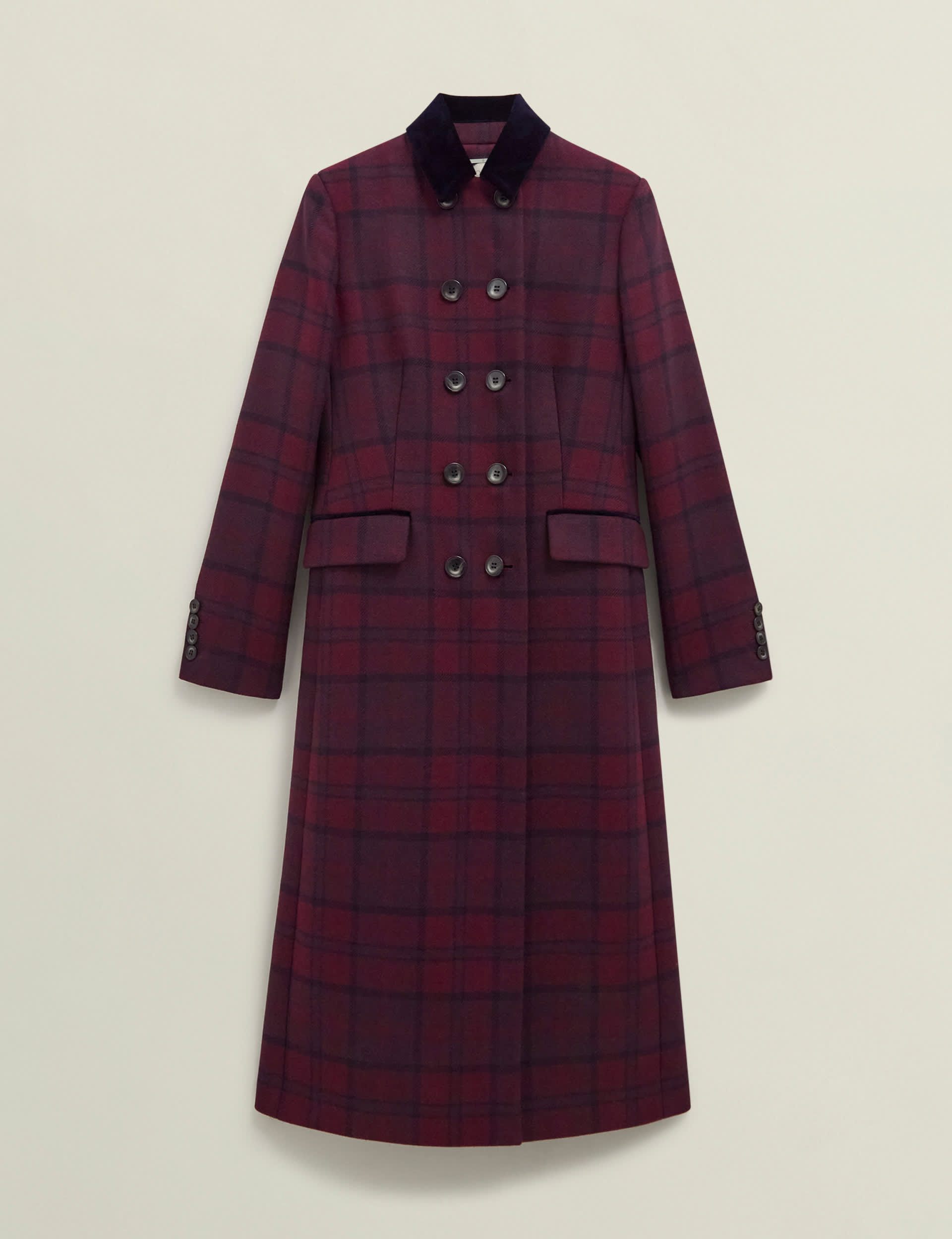 Hobbs Women's Wool Rich Checked Longline Coat - 10 - Red Mix, Red Mix