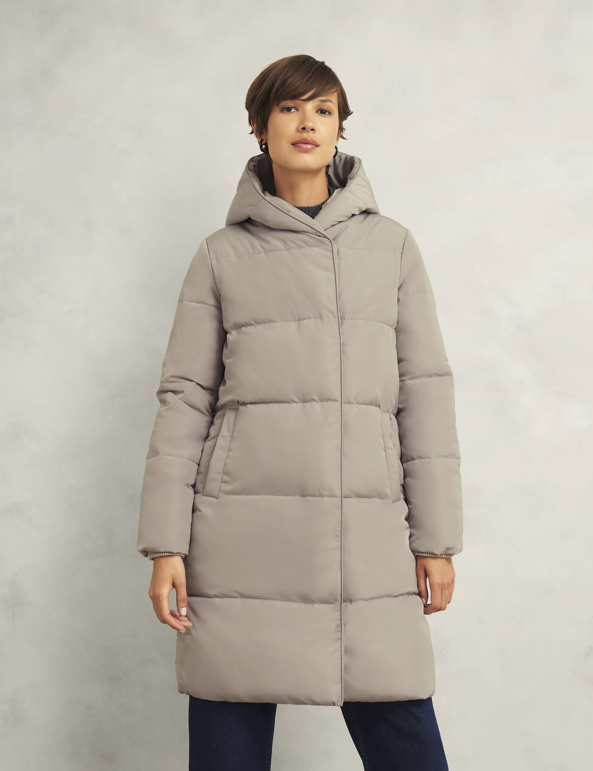 Hobbs Women's Padded Hooded Longline Puffer Coat - 12 - Stone, Stone