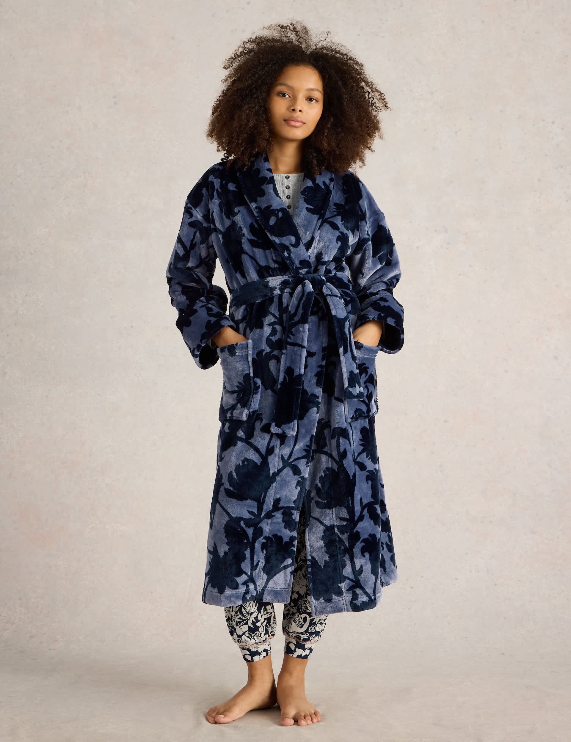 White Stuff Women's Floral Print Dressing Gown - M - Blue Mix, Blue Mix