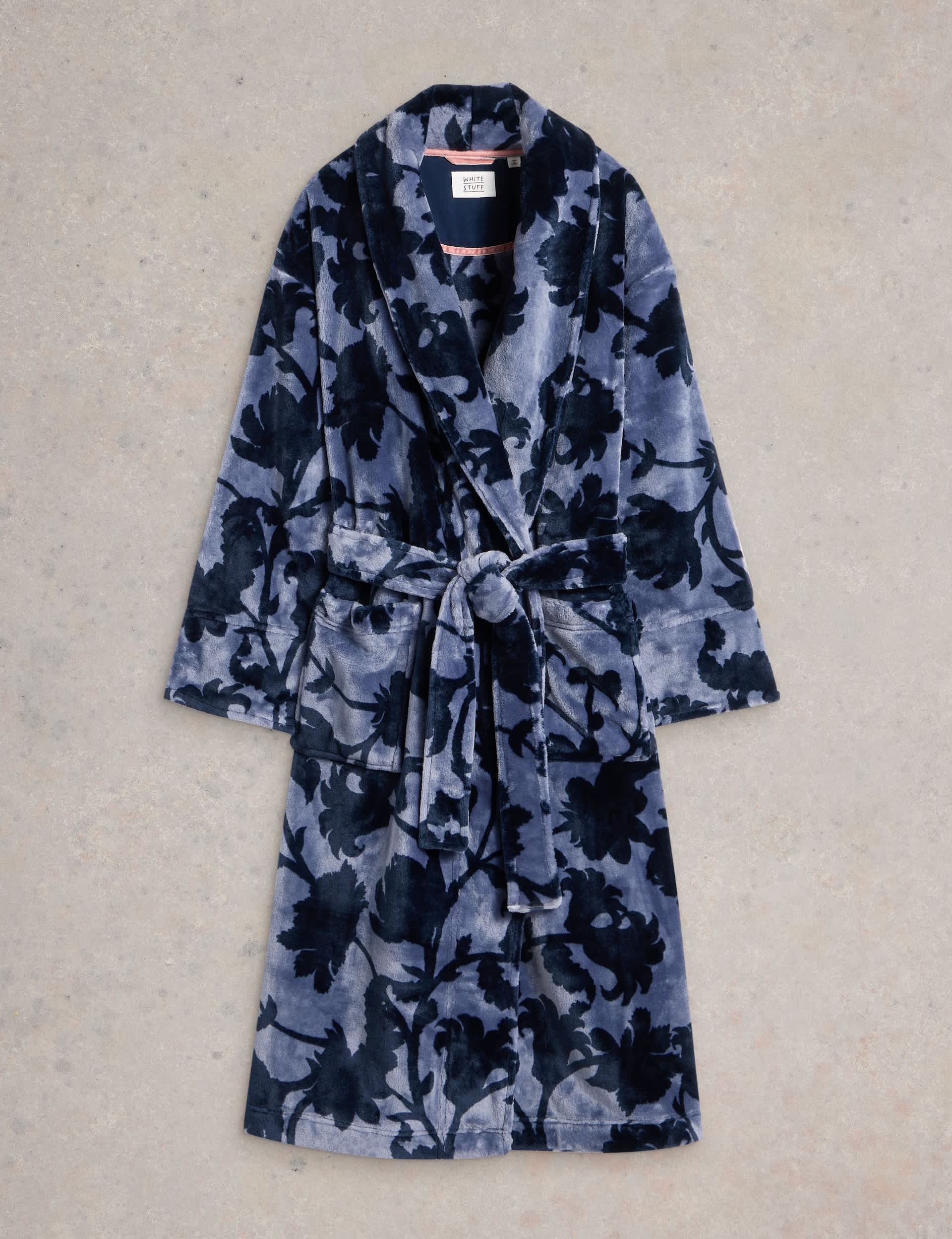 White Stuff Women's Floral Print Dressing Gown - M - Blue Mix, Blue Mix