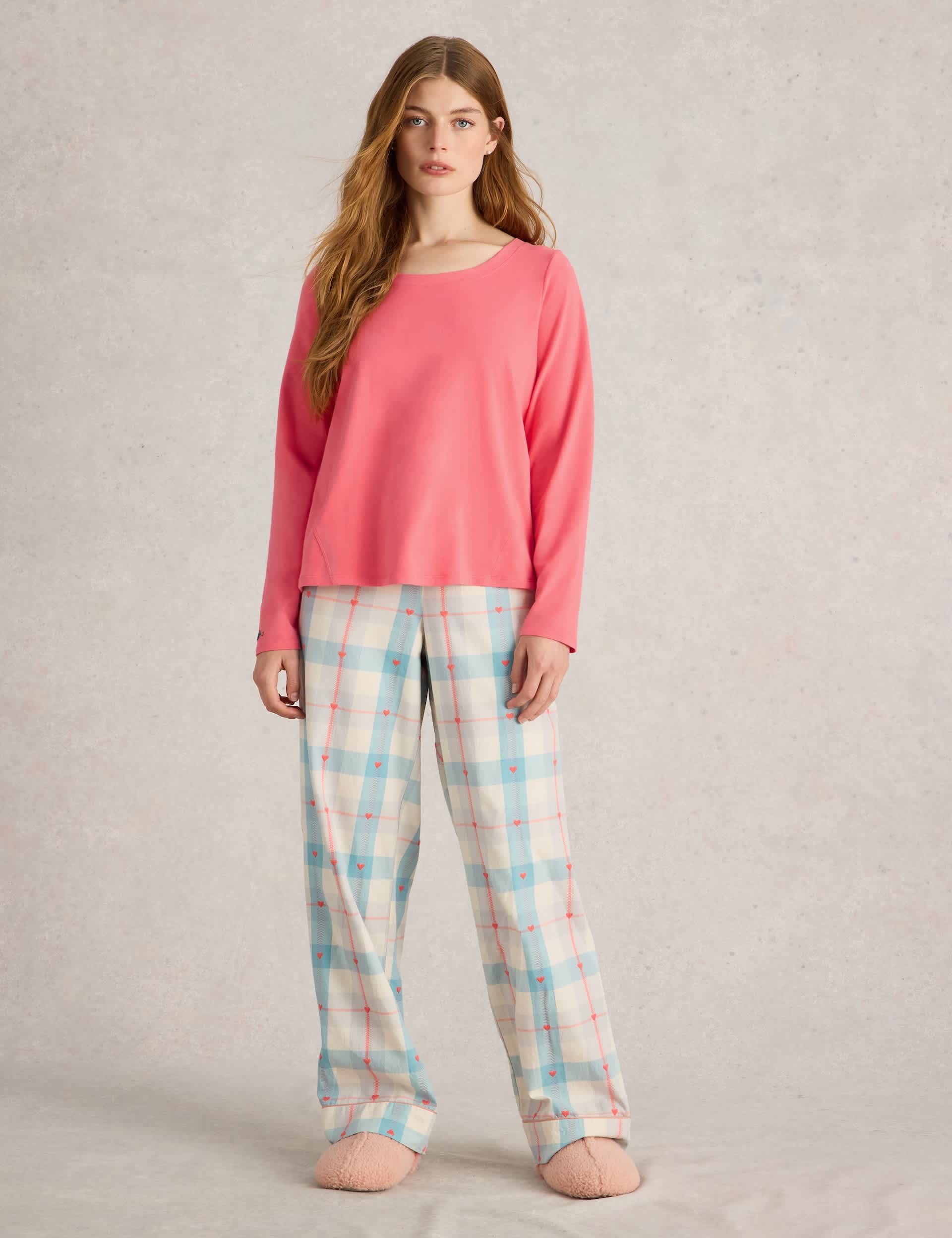 White Stuff Women's Eva Pure Cotton Pyjama Top - Pink, Pink,Teal