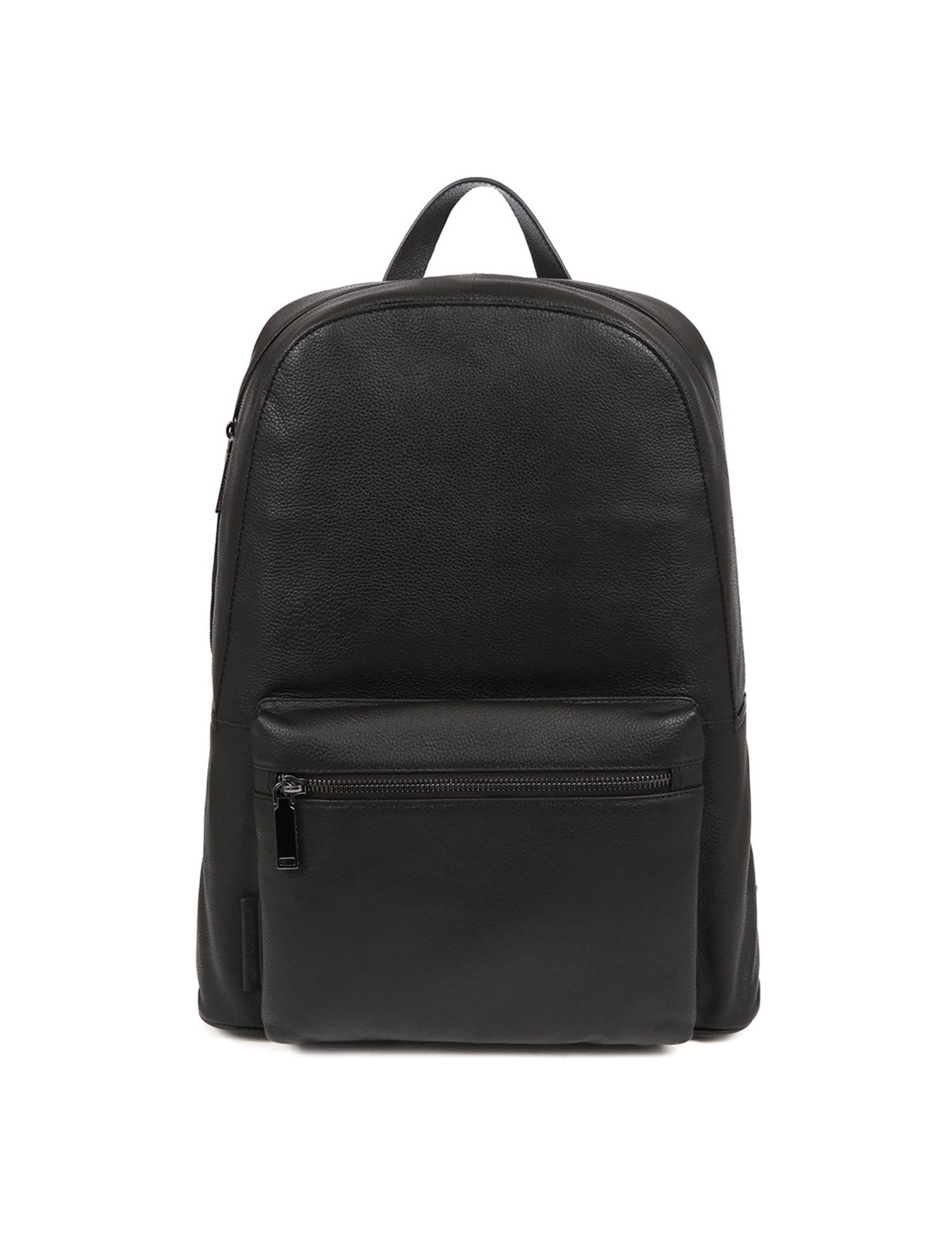 Jones Bootmaker Men's Leather Pebble Grain Backpack - Black, Black