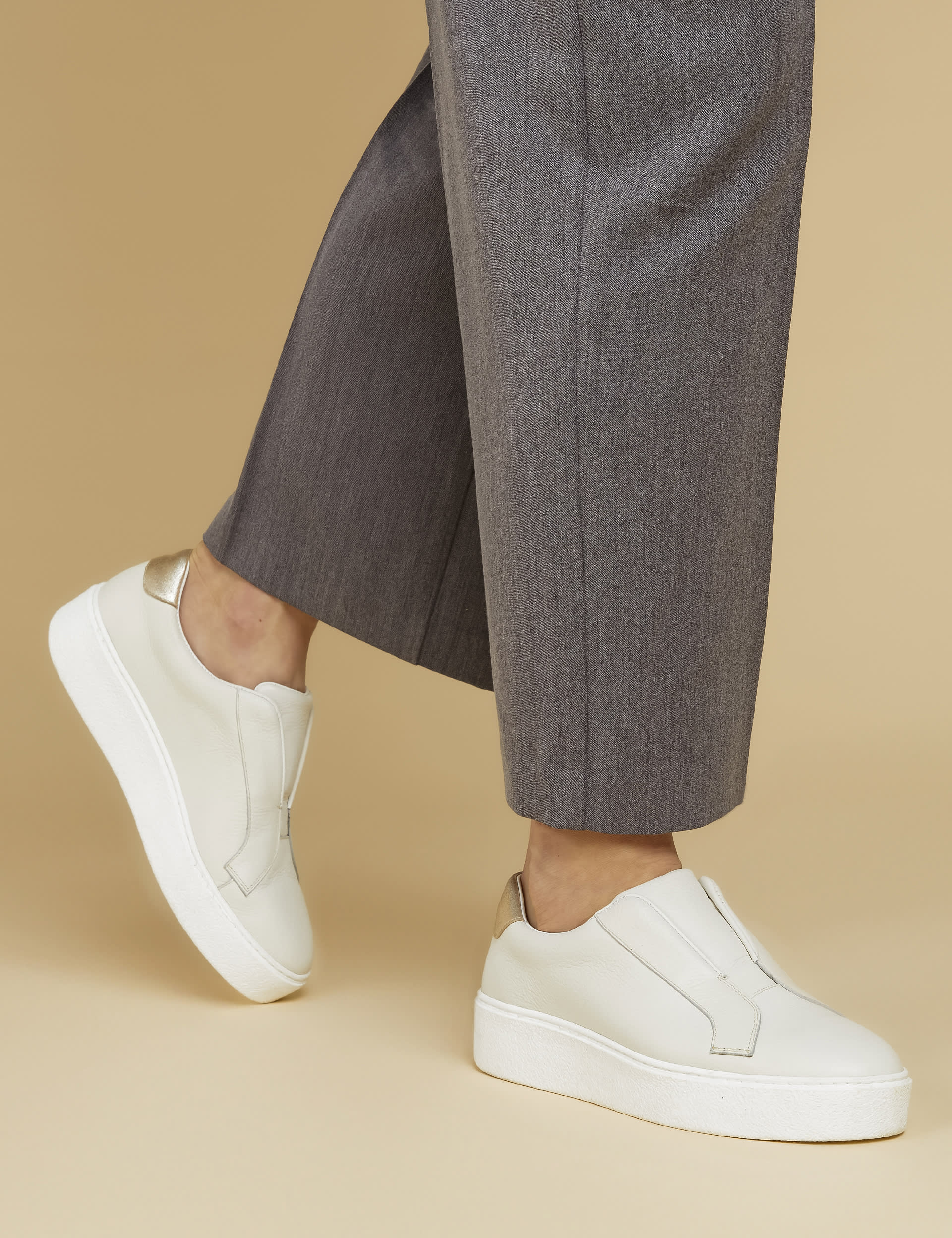 Jones Bootmaker Women's Leather Slip On Platform Trainers