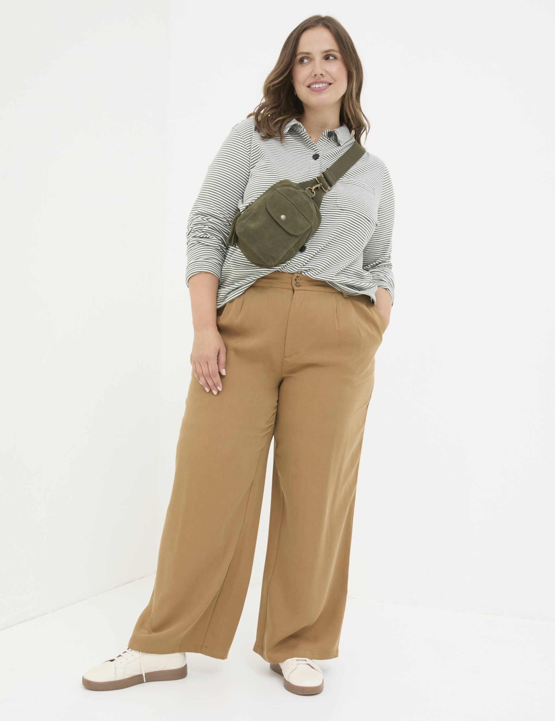 Fatface Women's Wide Leg Trousers - 12REG - Natural, Black,Natural