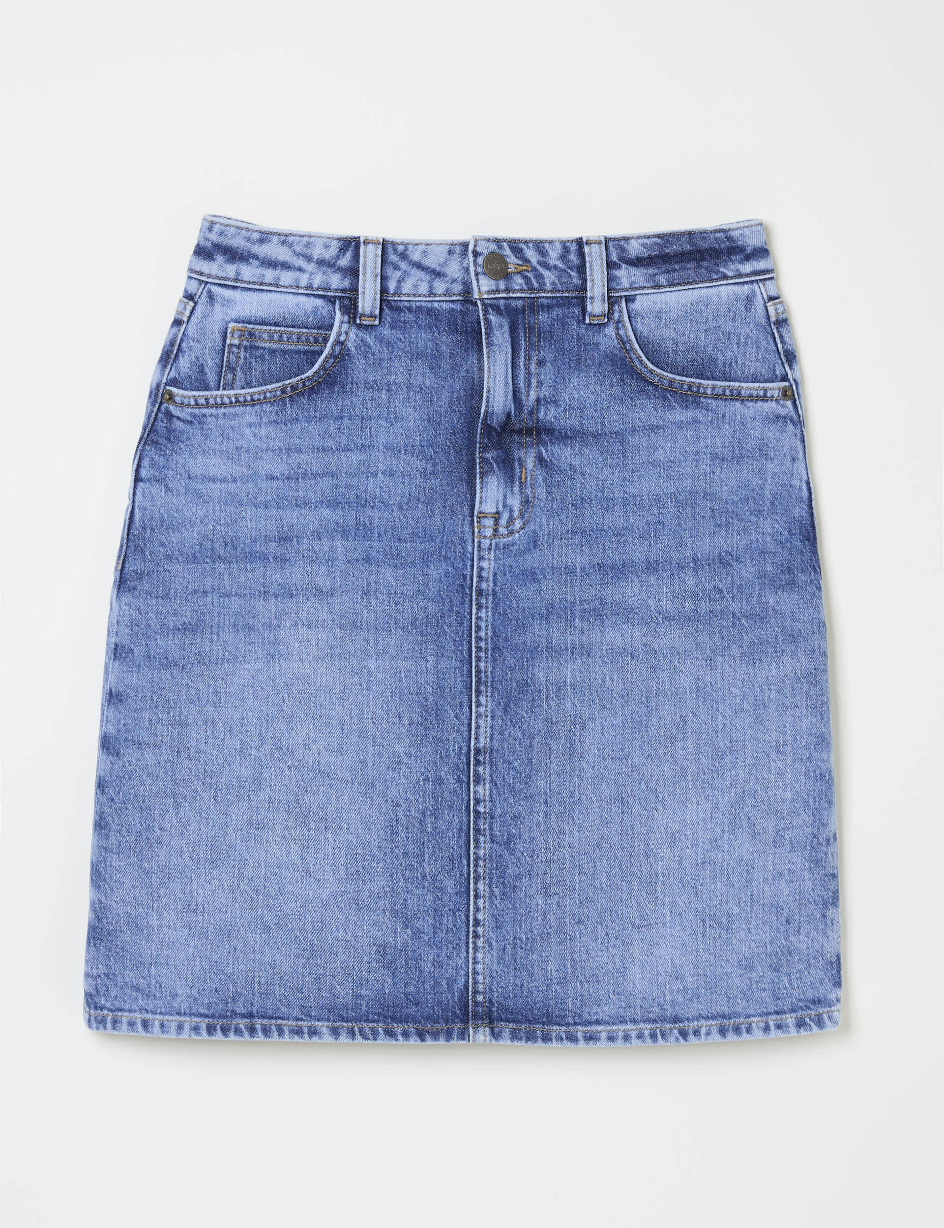 Fatface Women's Denim Mini A-Line Skirt - 14REG - Blue Denim, Blue Denim