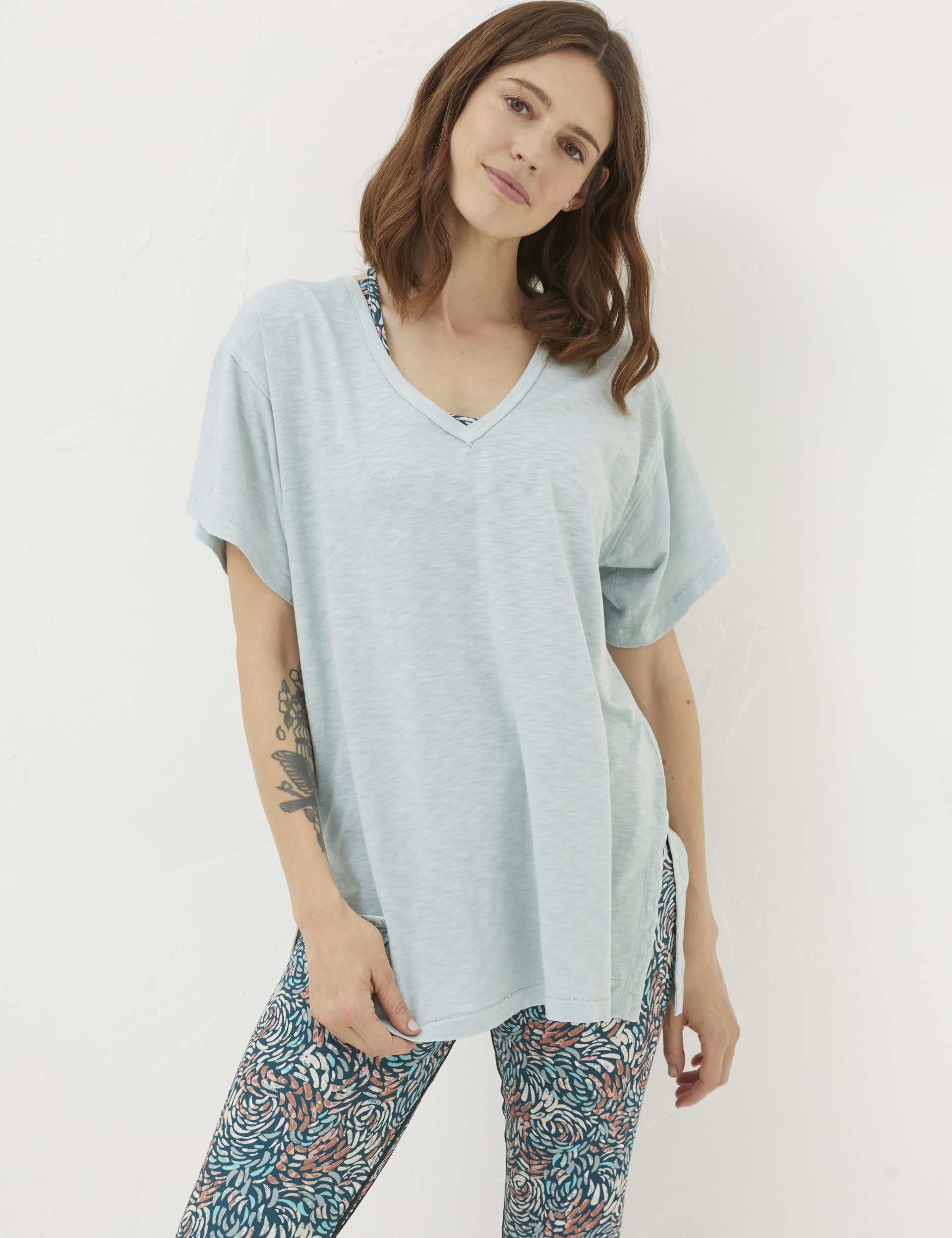 Fatface Women's Cotton Rich V-Neck Relaxed T-Shirt