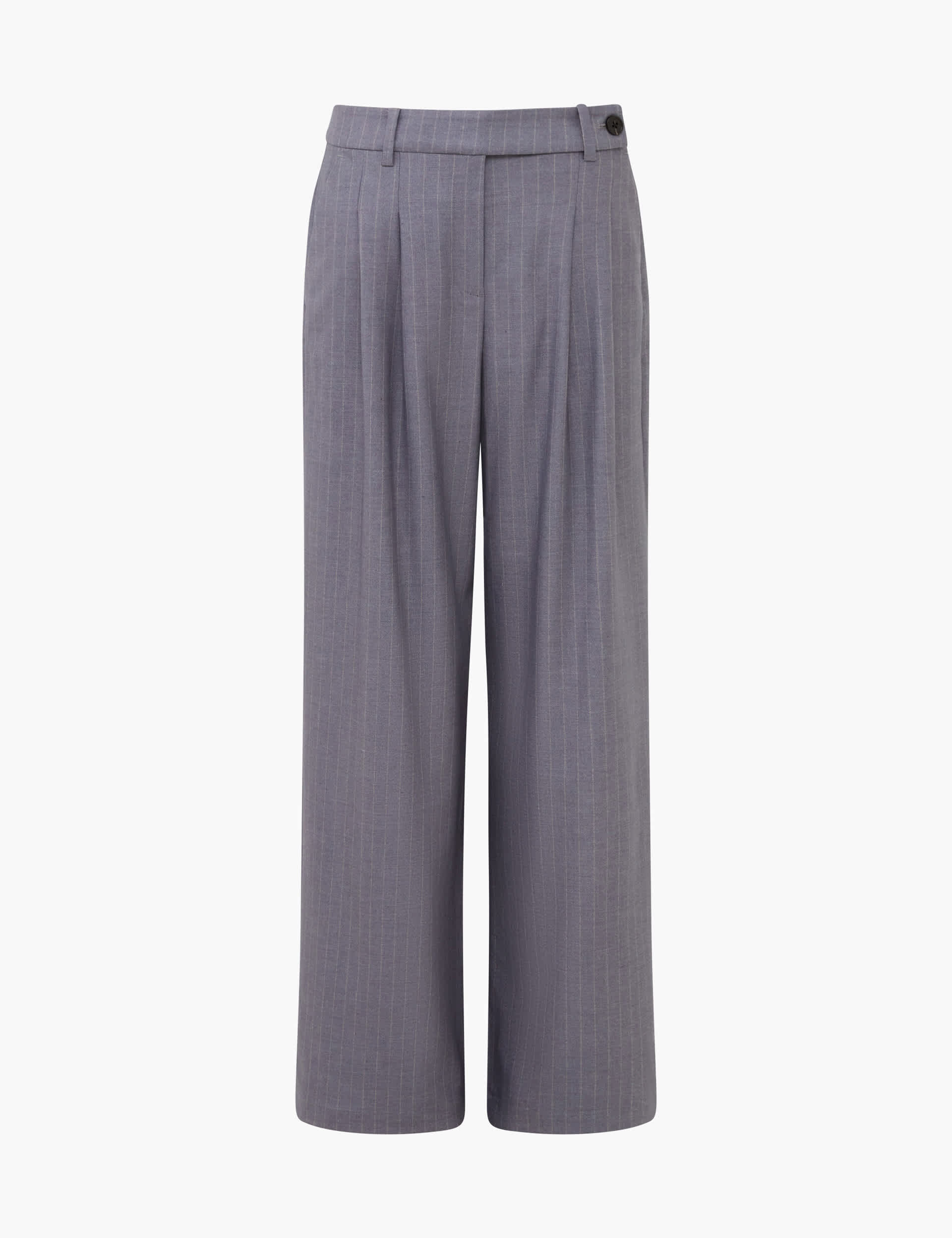 French Connection Women's Pinstripe Wide Leg Trousers - 18 - Grey, Grey