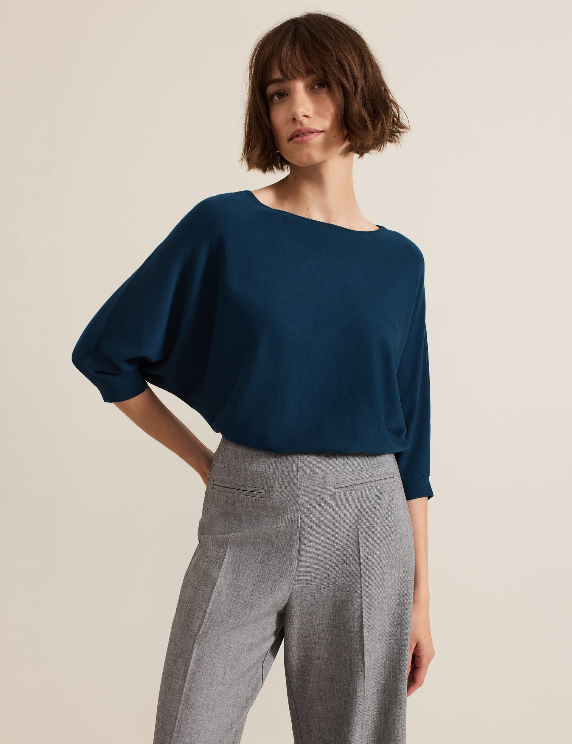 Phase Eight Women's Slash Neck Batwing Sleeve Jumper - Blue, Blue