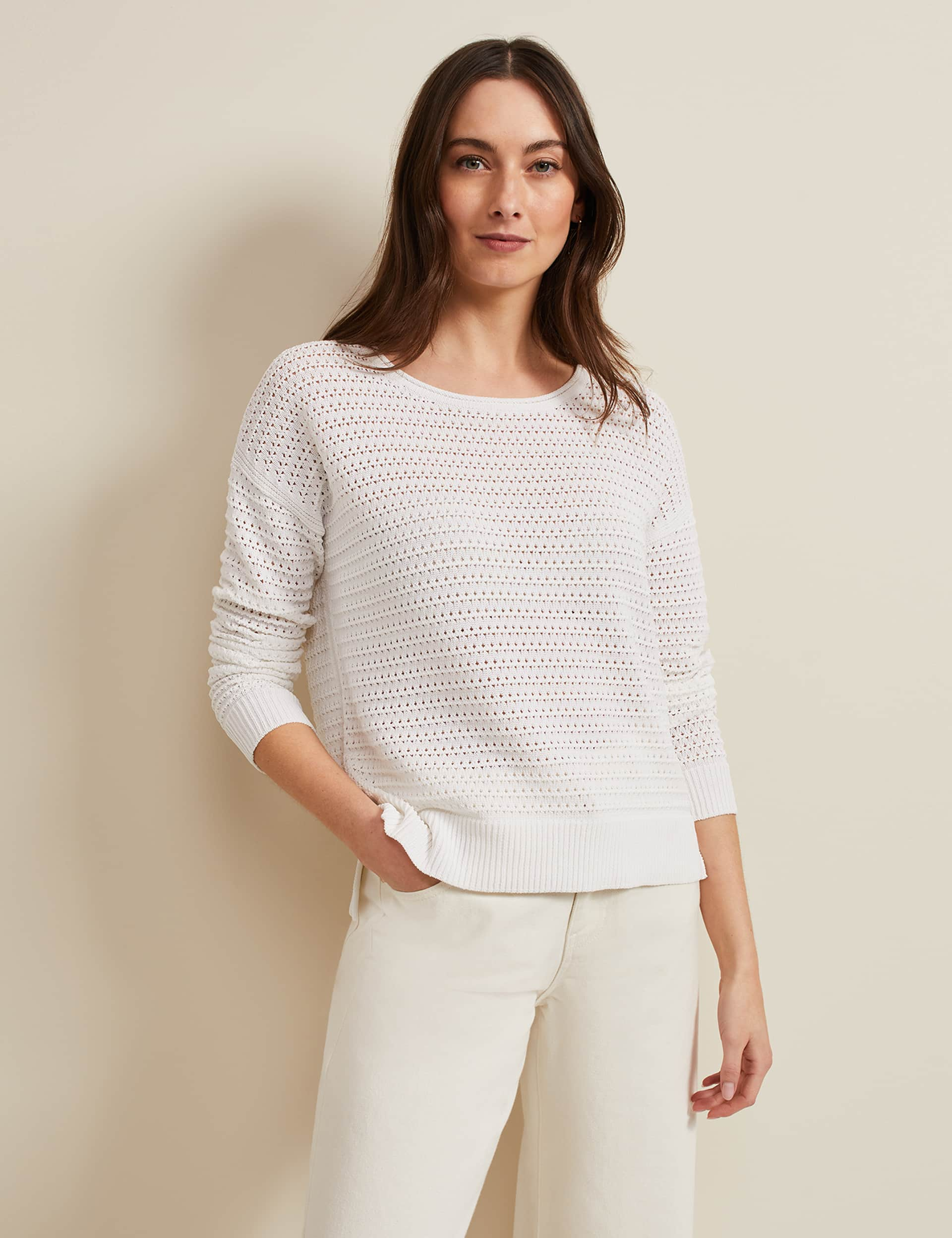 Phase Eight Women's Textured Jumper - L - Cream, Cream