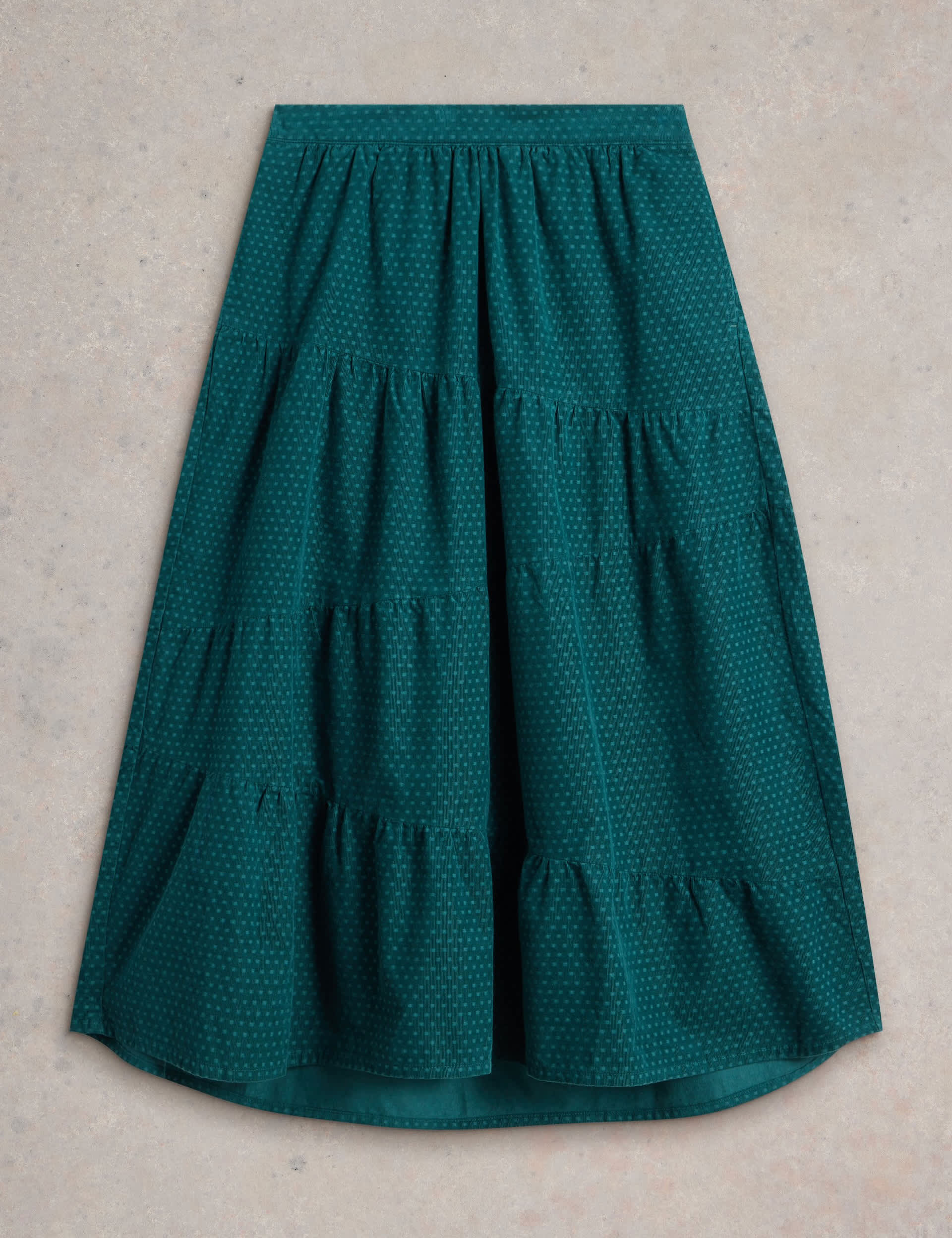 White Stuff Women's Pure Cotton Cord Midi Tiered Skirt - 10REG - Green, Green