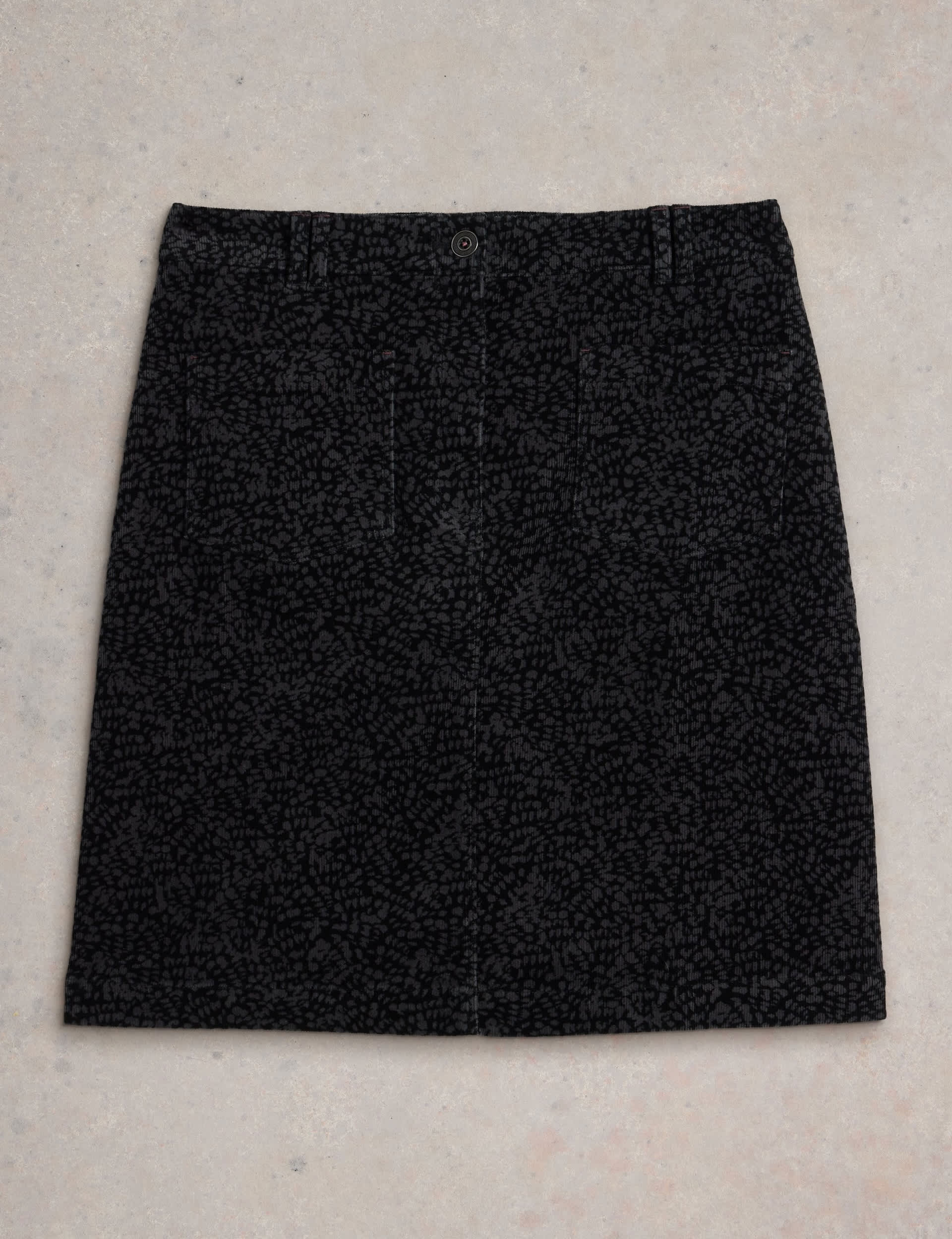 White Stuff Women's Cotton Rich Cord Texture A-Line Skirt - 24 - Black Mix, Black Mix