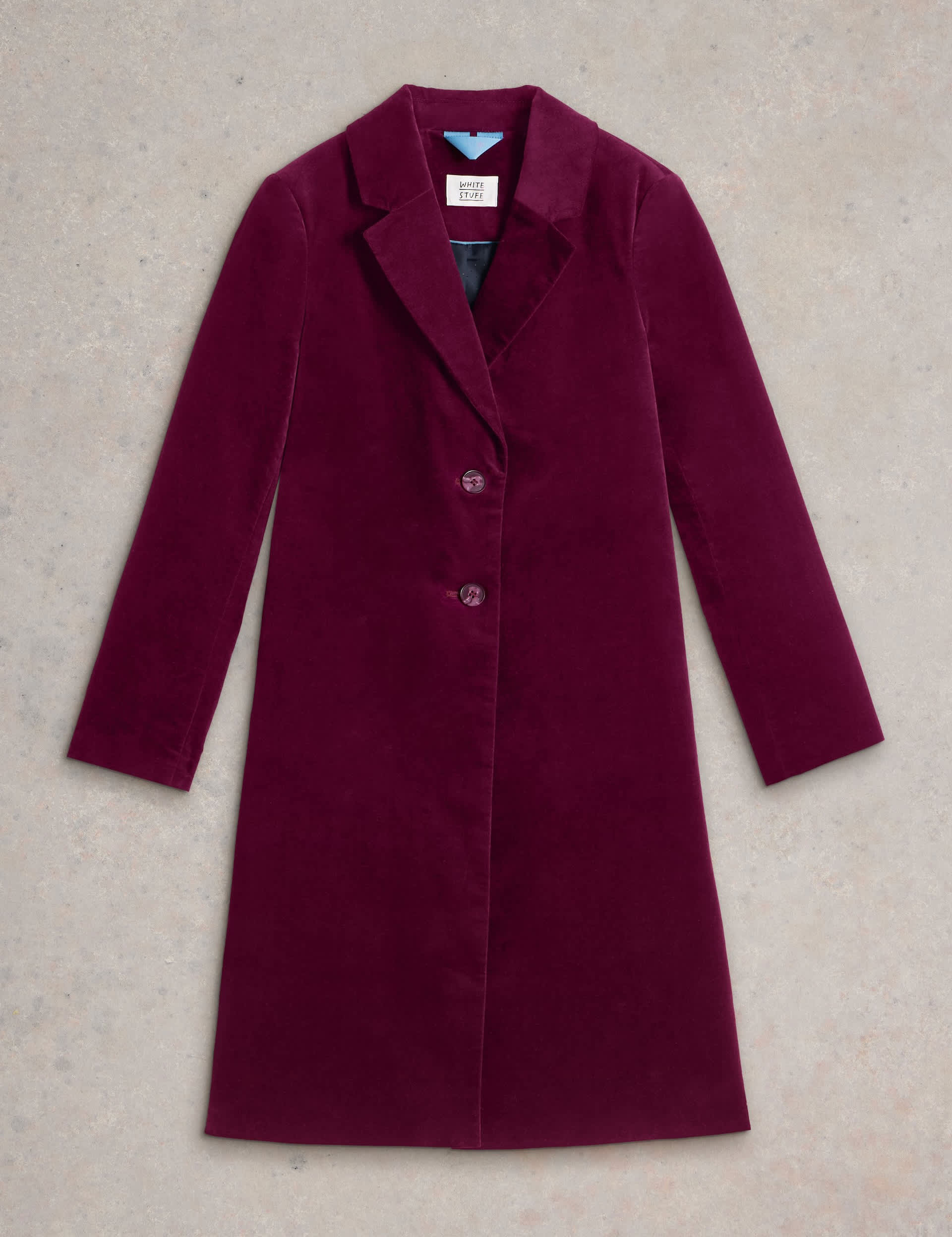 White Stuff Women's Cotton Rich Velvet Coat - 6REG - Purple, Purple,Navy