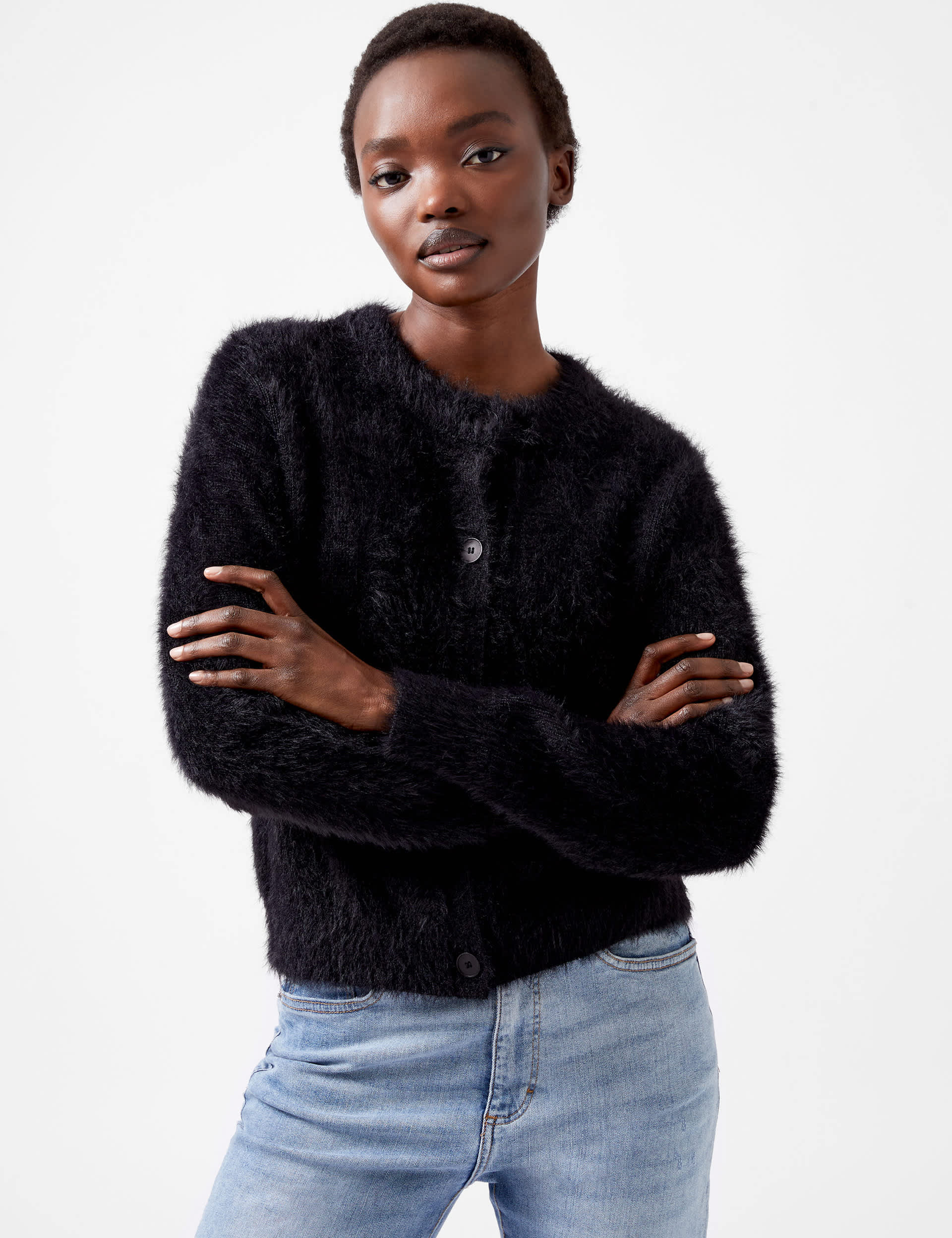 French Connection Women's Textured Round Neck Cardigan