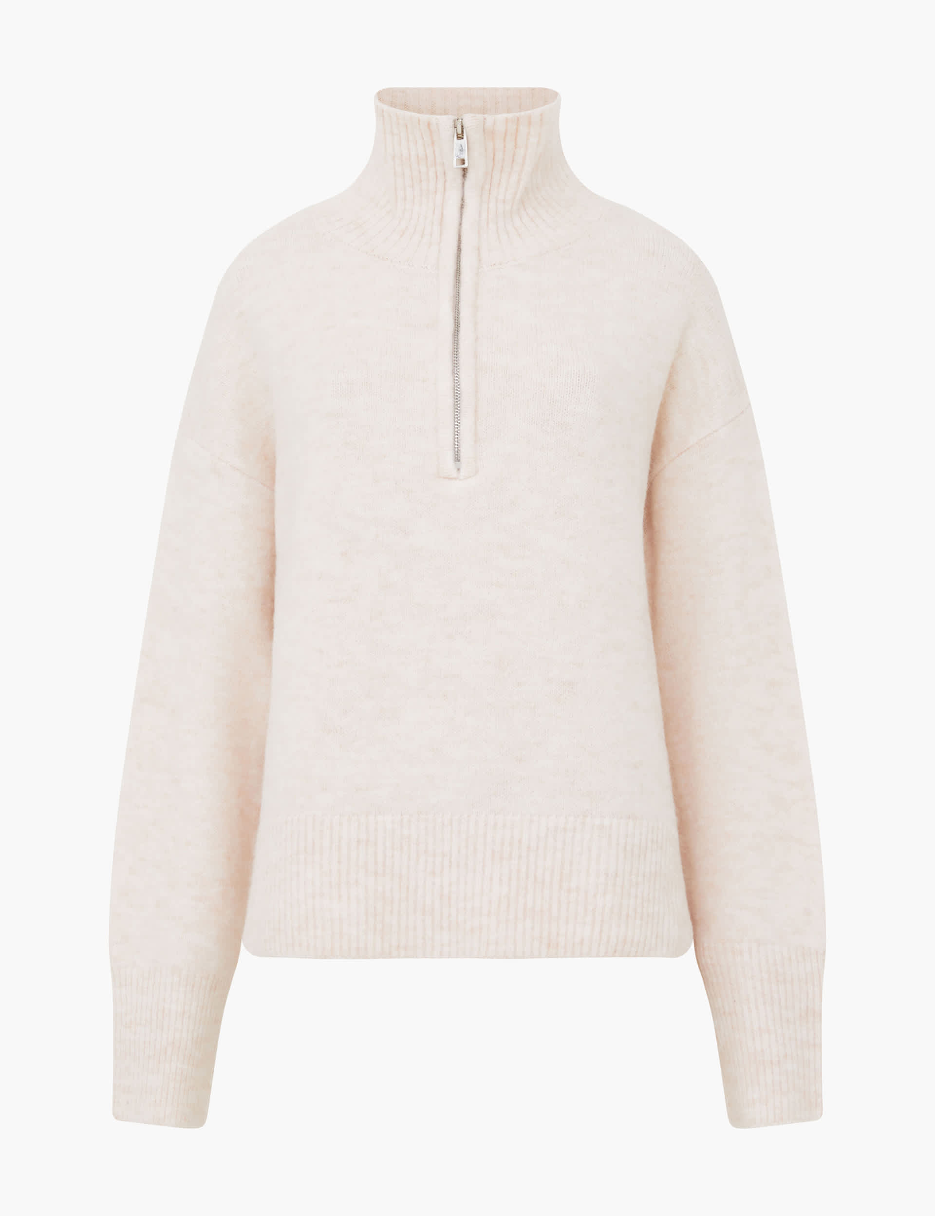 French Connection Women's Textured Funnel Neck Half Zip Jumper - XL - Cream, Cream