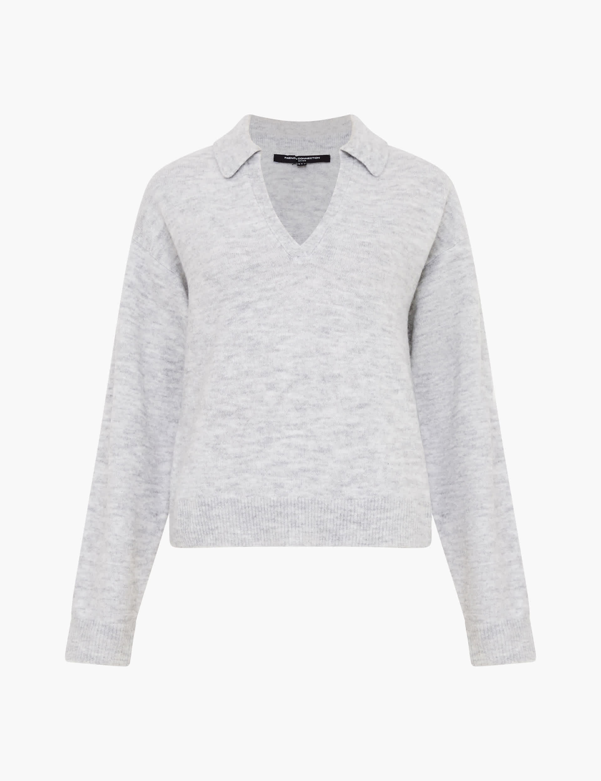 French Connection Women's Textured Collared Jumper with Wool - Grey, Grey