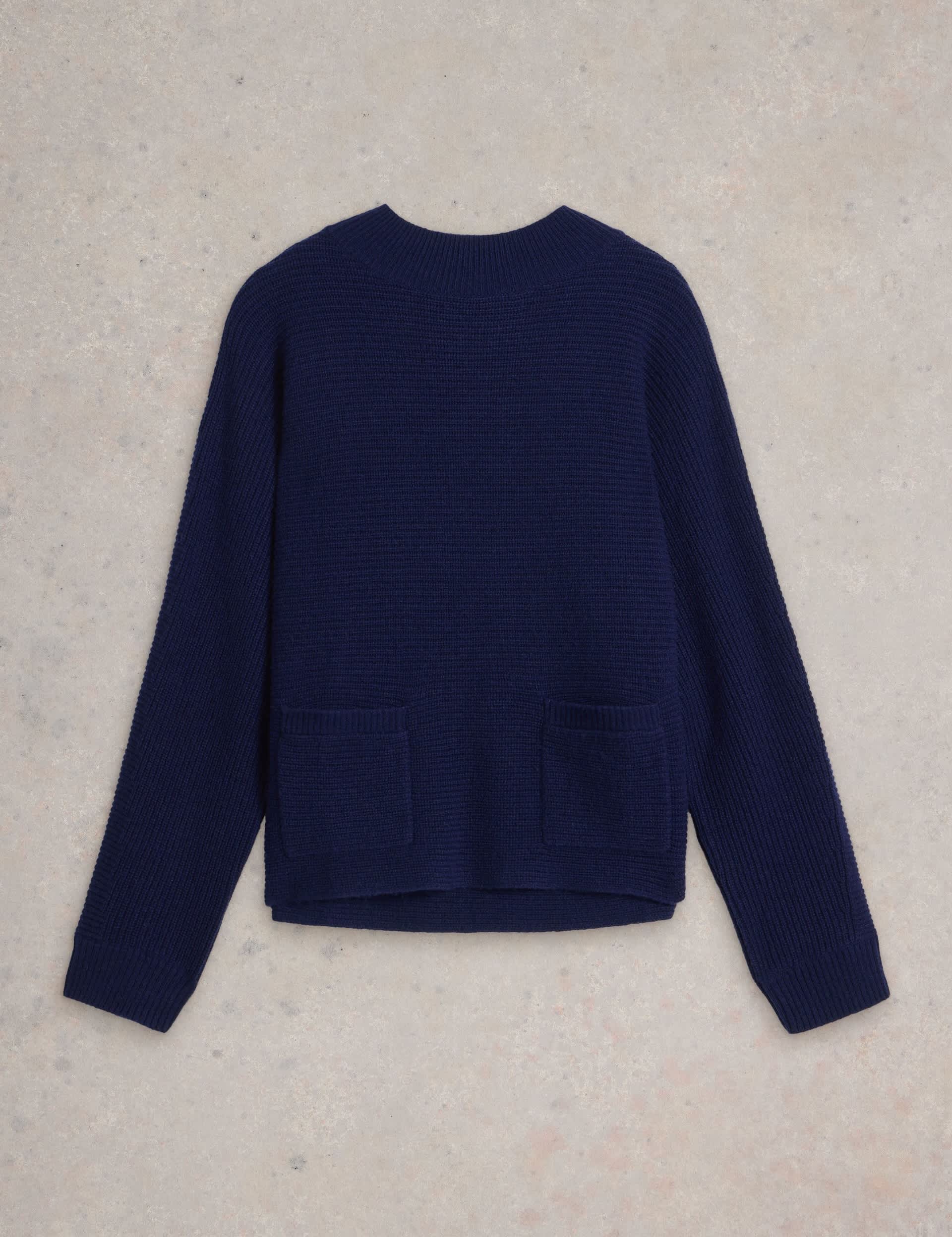 White Stuff Women's Wool Rich Textured Jumper - 8 - Navy, Navy