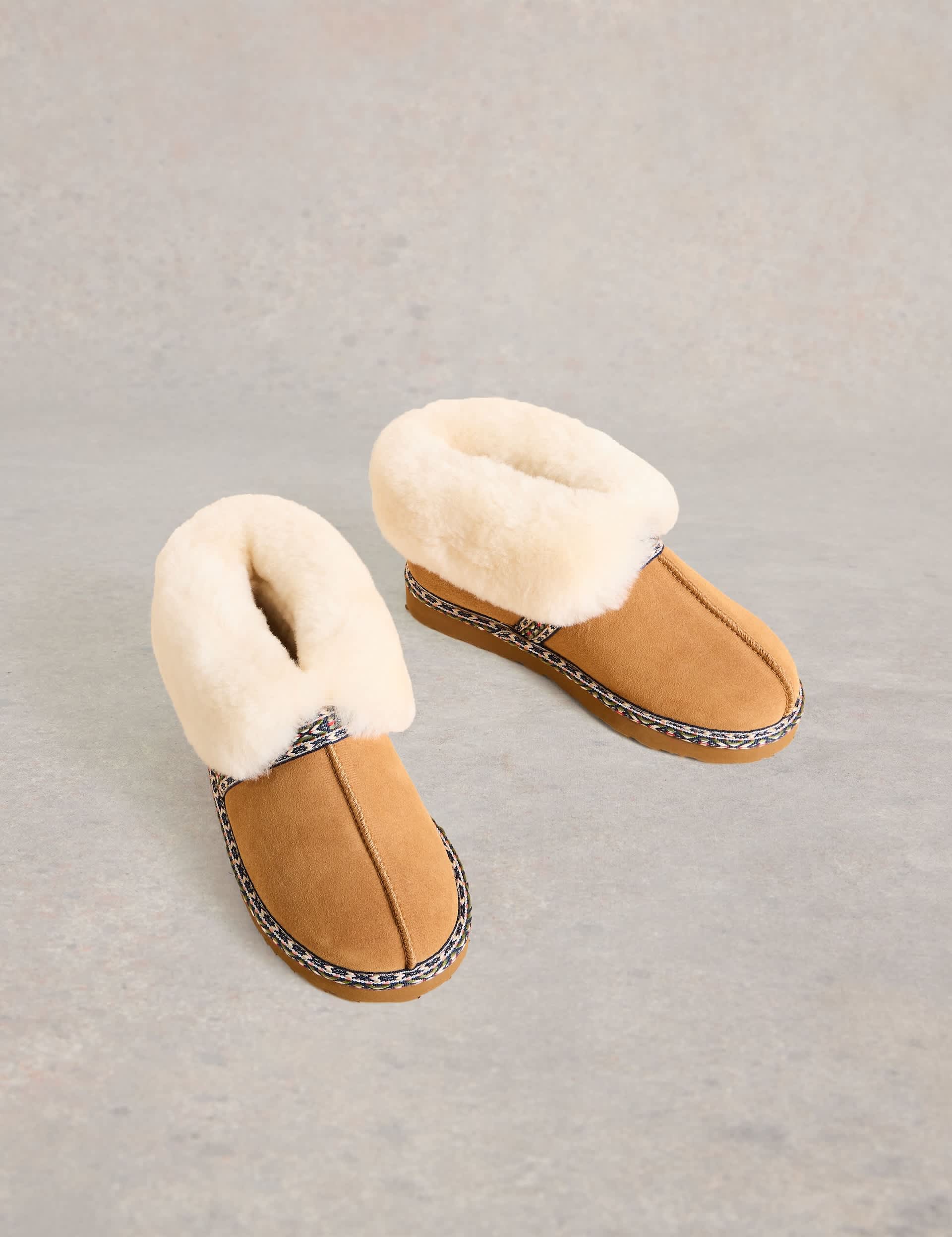 White Stuff Women's Suede Shearling Slipper Boots - Brown Mix, Brown Mix