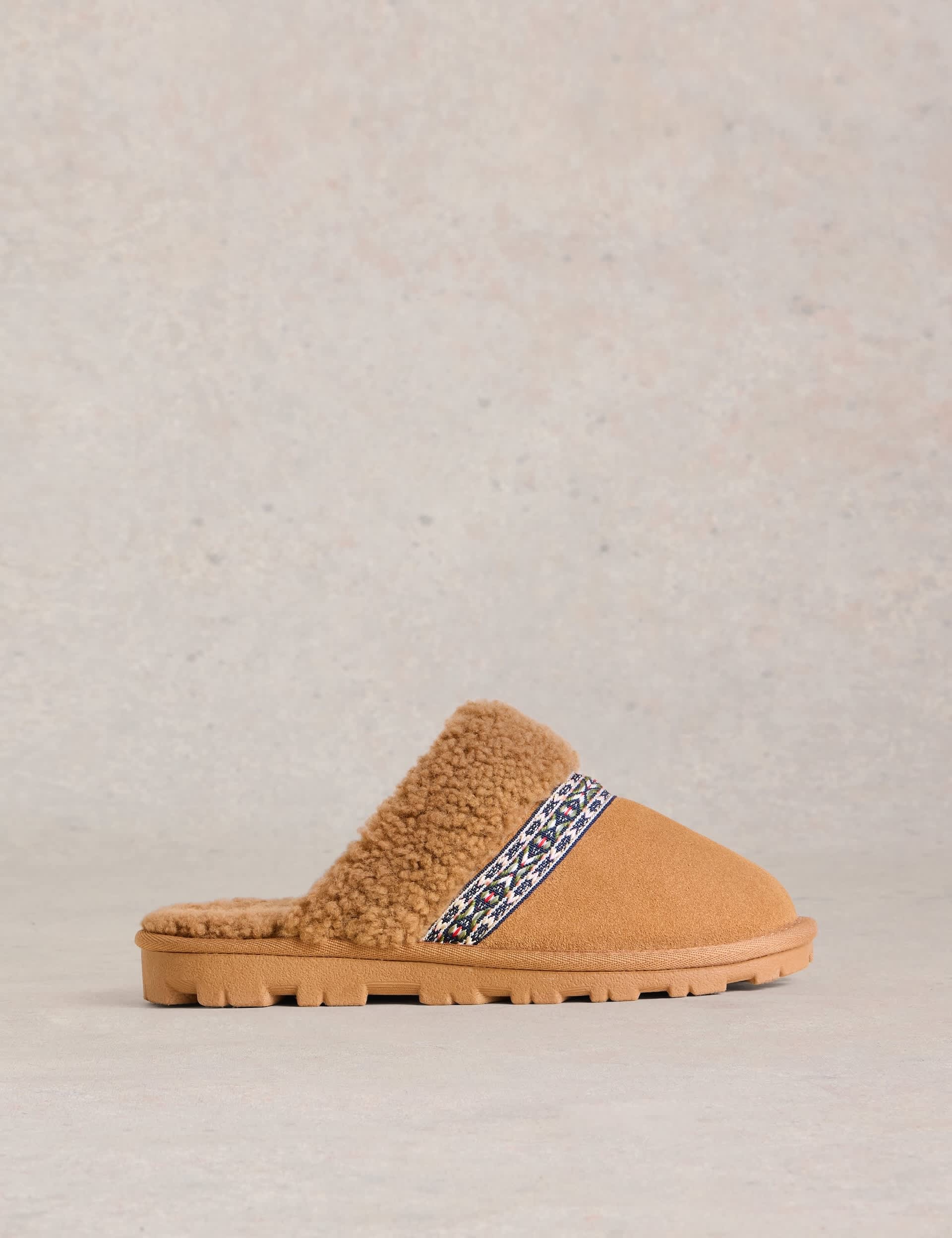 White Stuff Women's Suede Shearling Slipper Mules - Brown Mix, Brown Mix