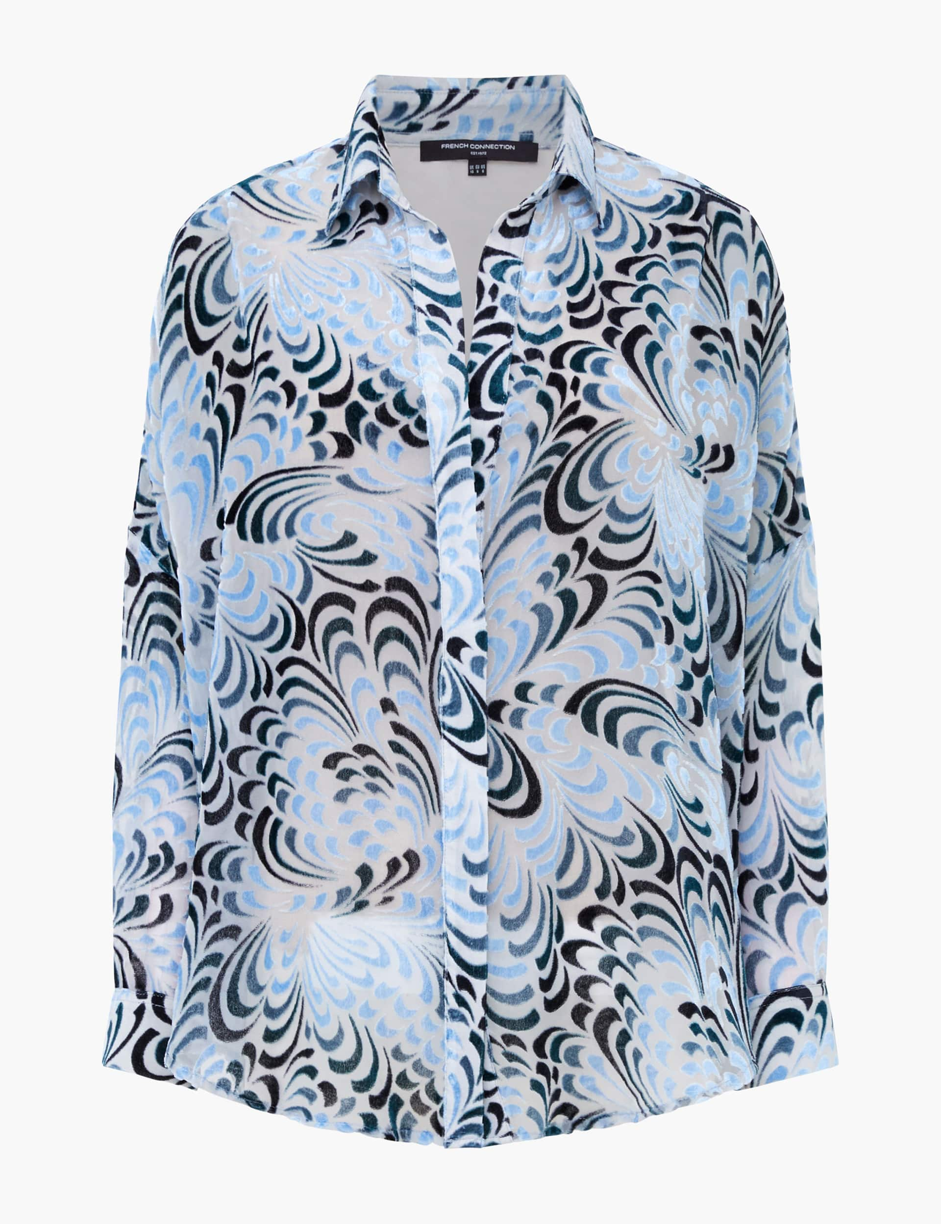 French Connection Women's Devore Shirt - M - Blue Mix, Blue Mix