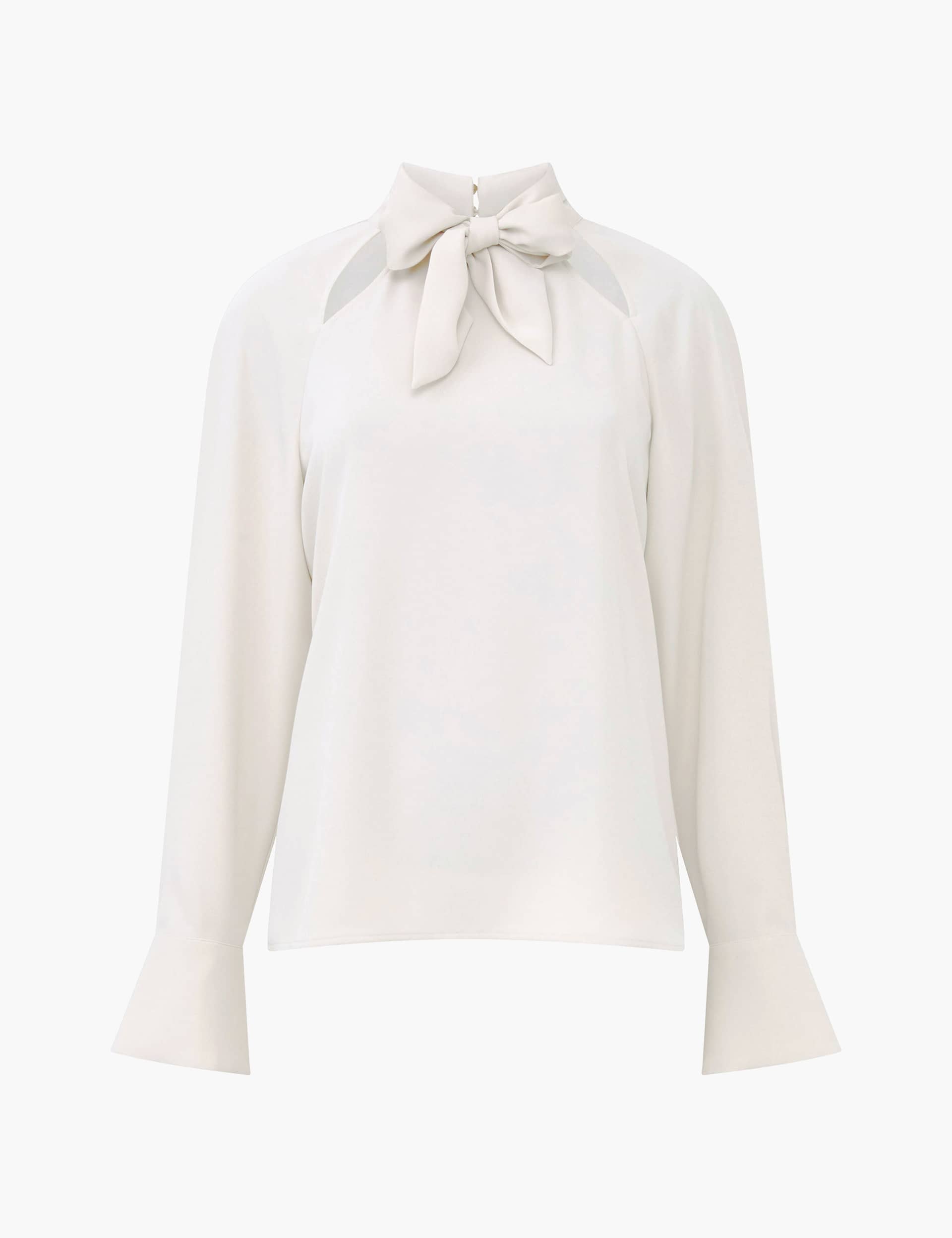 French Connection Women's Tie front Blouse - XS - Cream, Cream