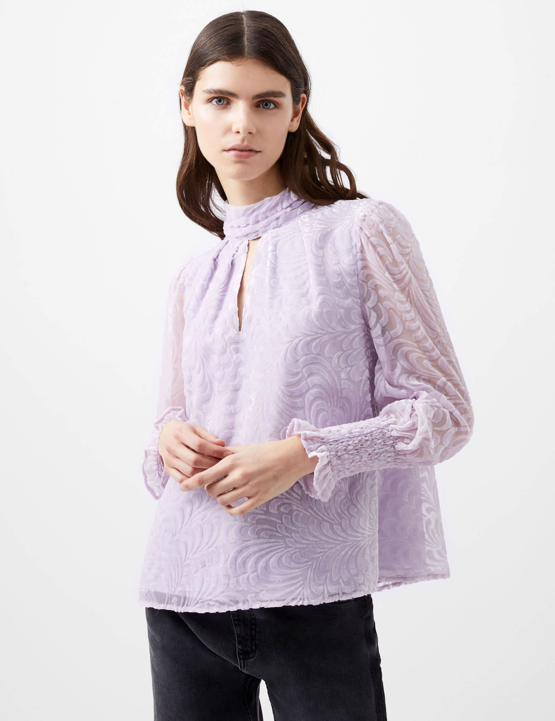 French Connection Women's Geometric High Neck Blouse