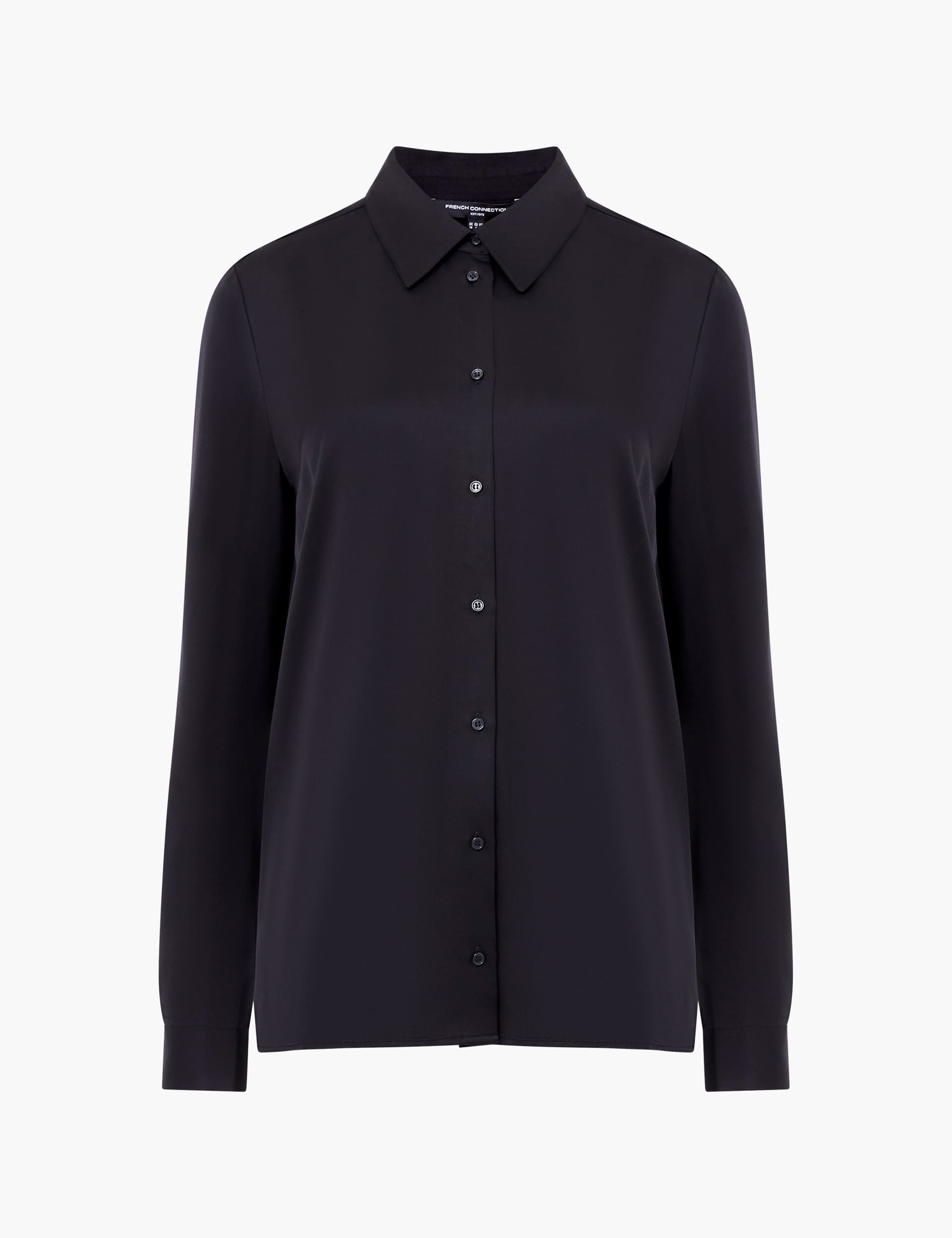 French Connection Women's Satin Collared Shirt - XS - Black, Black