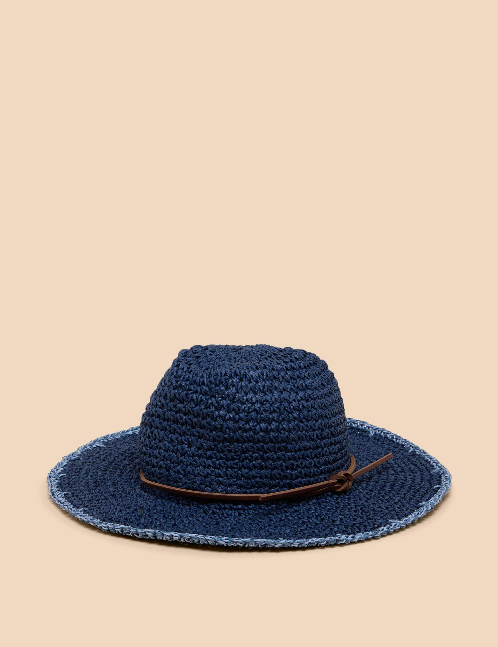 White Stuff Women's Paper Wide Brim Fedora Hat - Navy, Navy