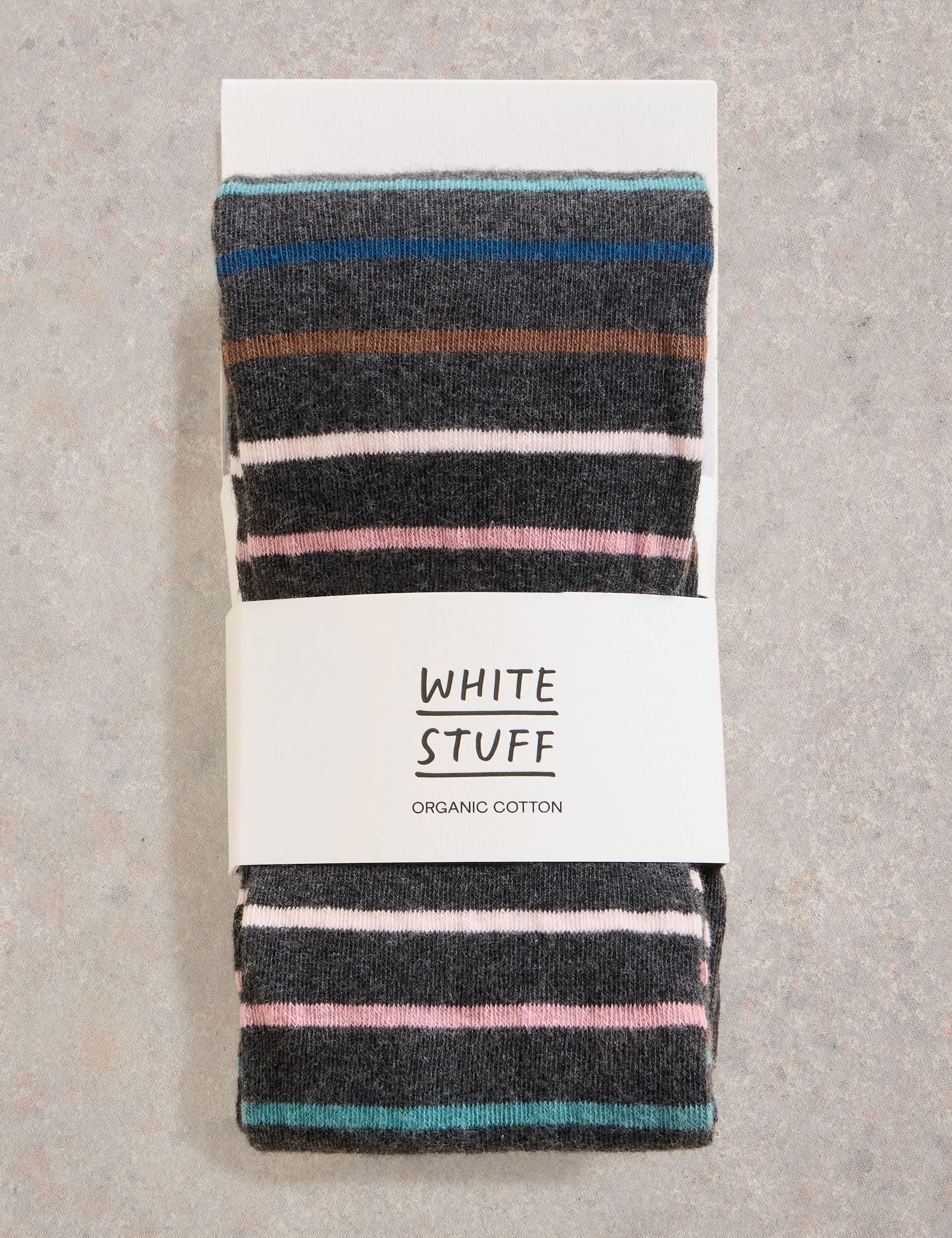 White Stuff Women's Cotton Rich Multi Stripe Tights - Grey Mix, Grey Mix