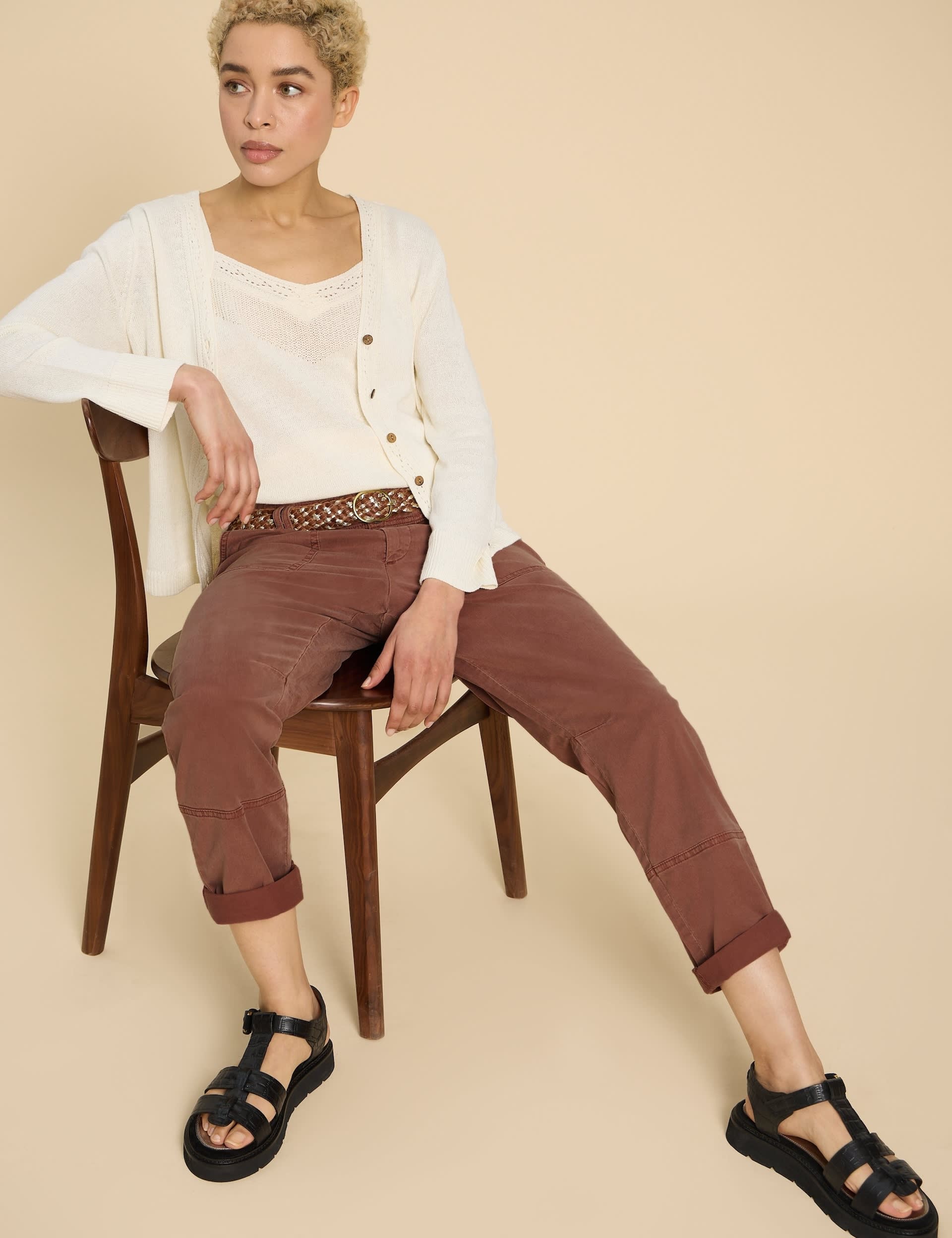 White Stuff Women's Cotton Blend Cropped Trousers - 20REG - Tan, Tan