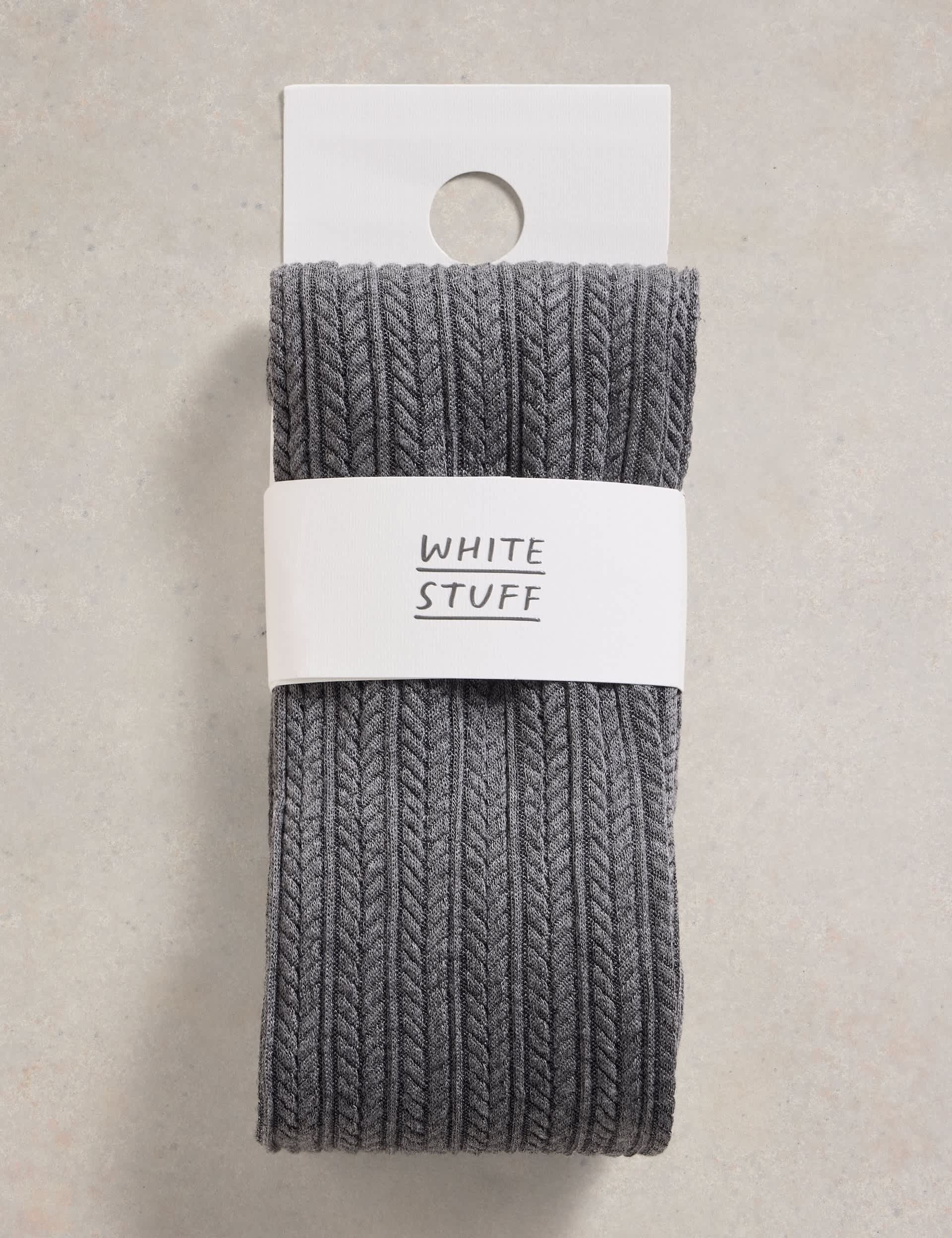 White Stuff Women's Cable Knit Tights - M - Grey, Grey,Black