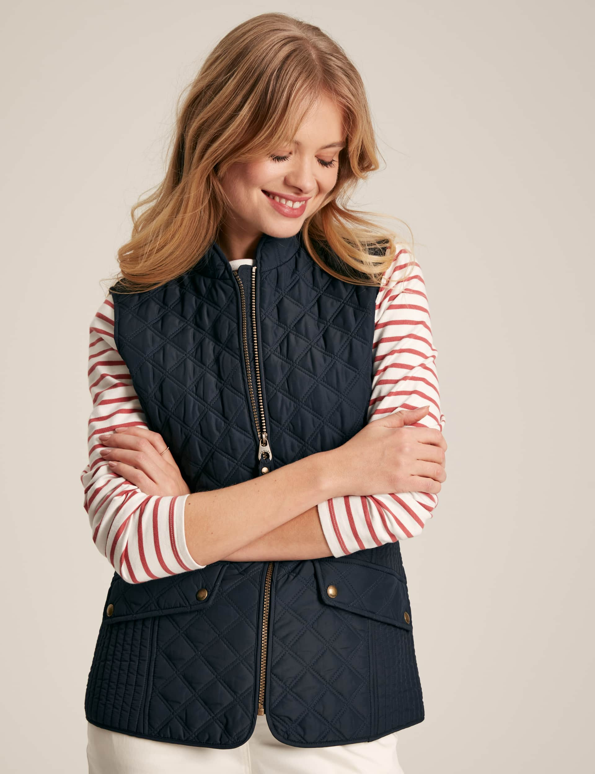 Joules Women's Textured Quilted Gilet - 12 - Navy, Navy