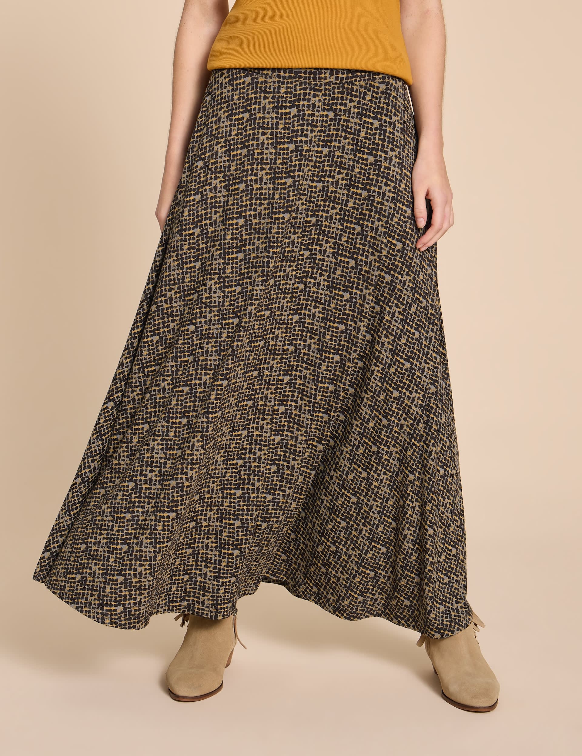 White Stuff Women's Printed Maxi A-Line Skirt - 10REG - Black Mix, Black Mix