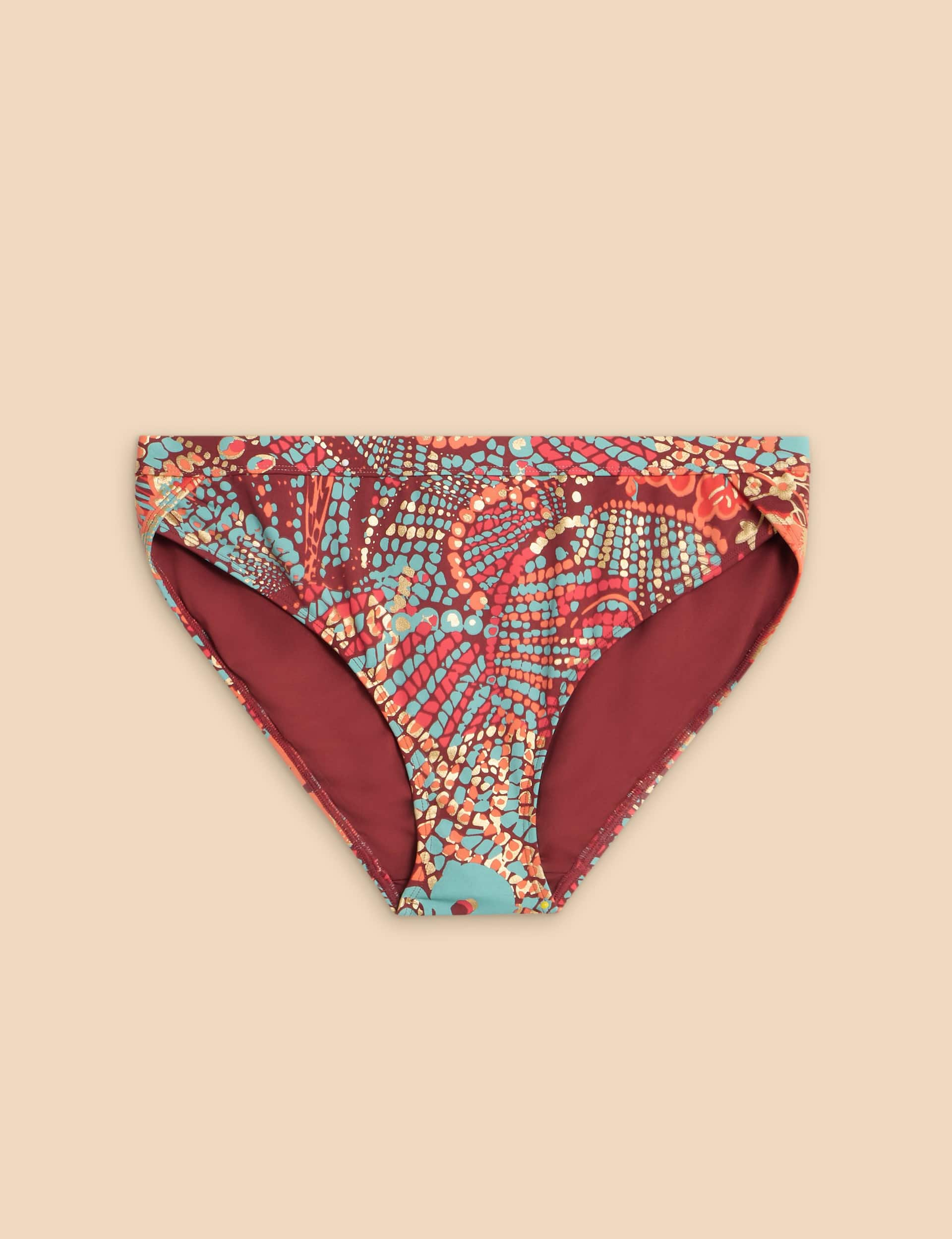 White Stuff Women's Printed Side Detail Bikini Bottoms - 16 - Red Mix, Red Mix