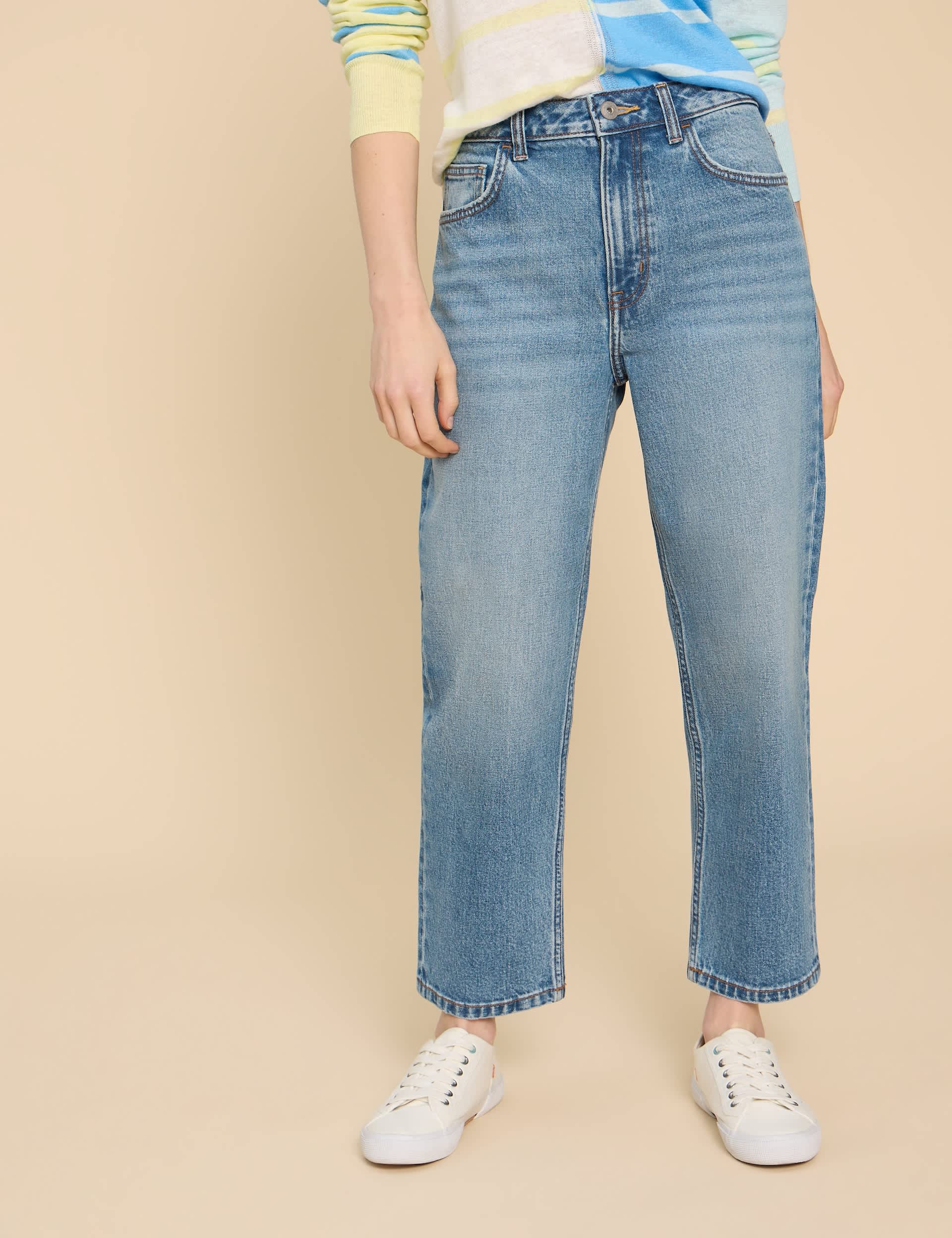 White Stuff Women's Charlie Mid Rise Straight Leg Cropped Jeans
