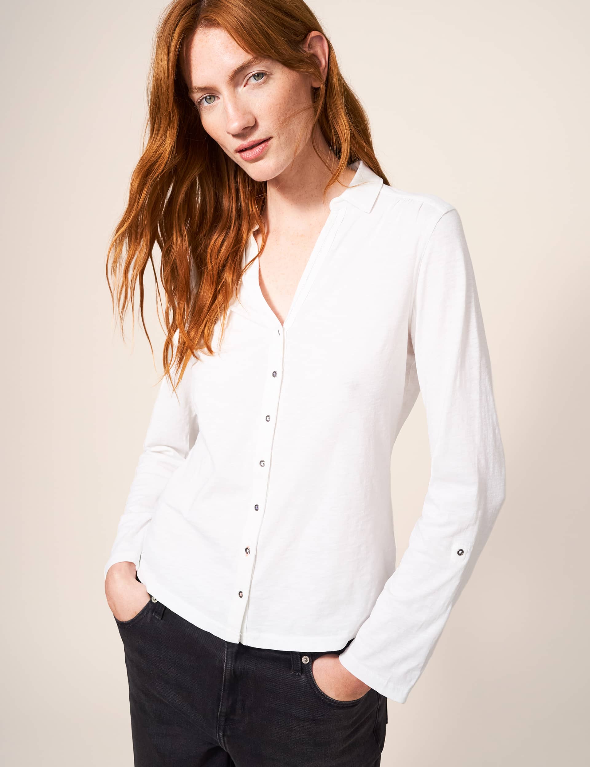 White Stuff Women's Pure Cotton Collared Shirt