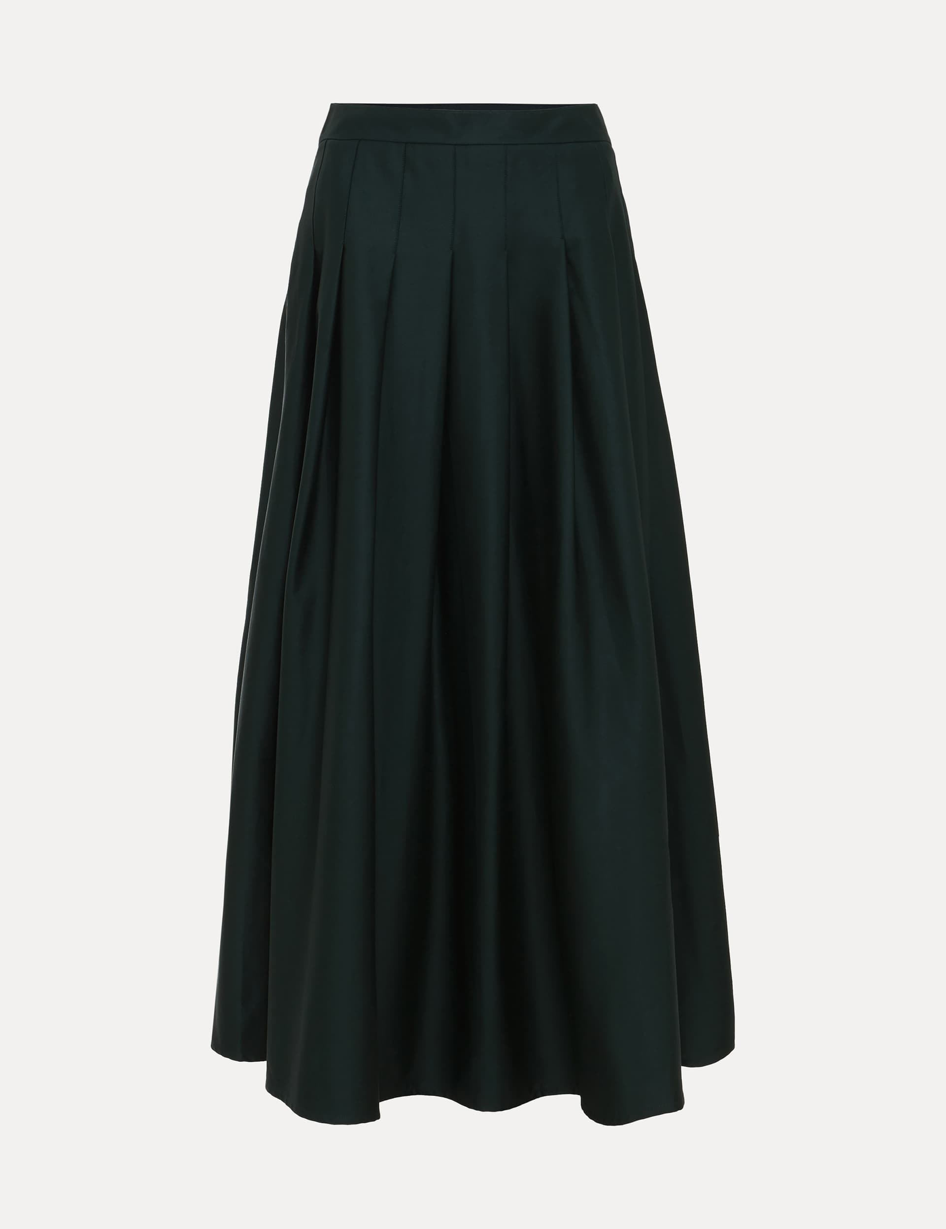 Phase Eight Women's Cotton Rich Pleated Midi Skirt - 12 - Dark Green, Dark Green