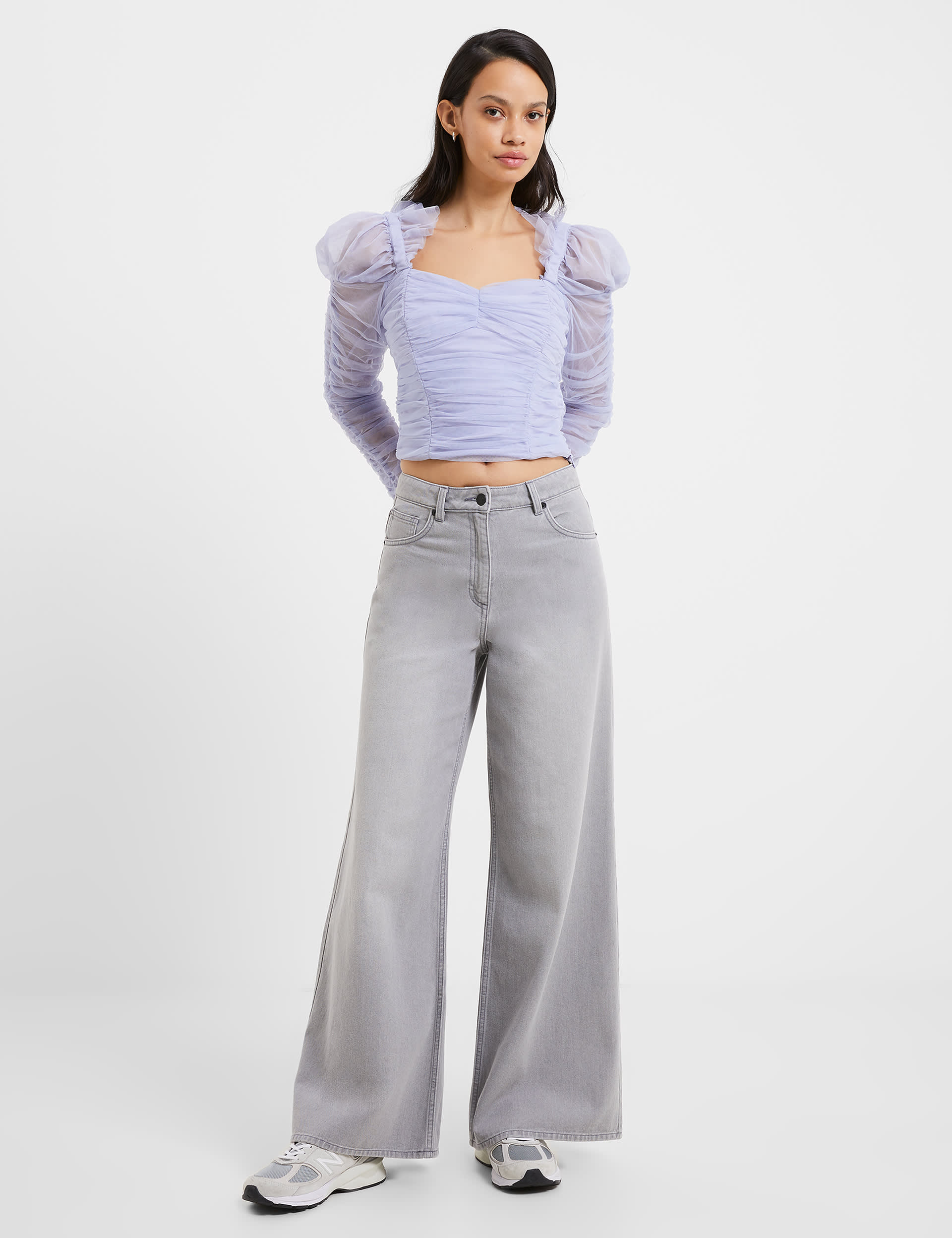 French Connection Women's Relaxed Pure Cotton Mid Rise Wide Leg Jeans