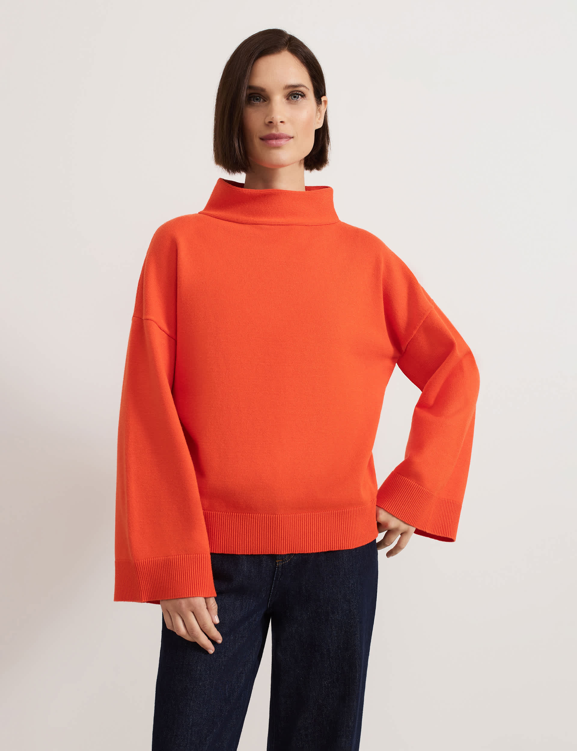 Phase Eight Women's Funnel Neck Wide Sleeve Jumper - Orange, Orange