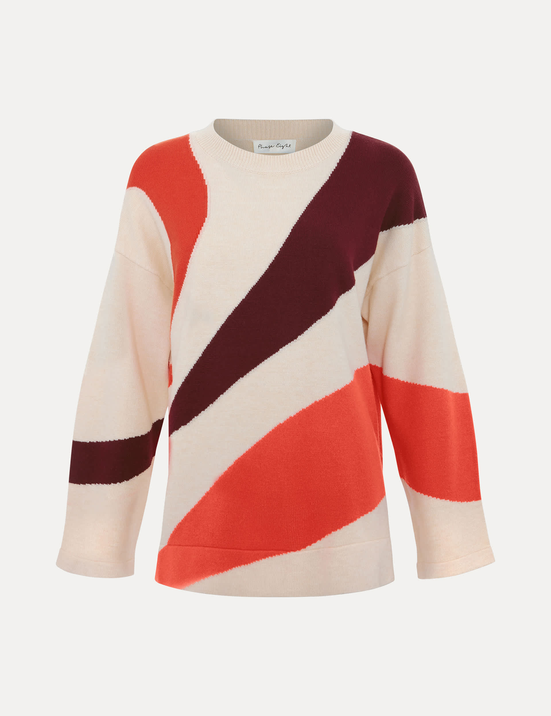 Phase Eight Women's Colour Block Stepped Hem Jumper - Orange Mix, Orange Mix