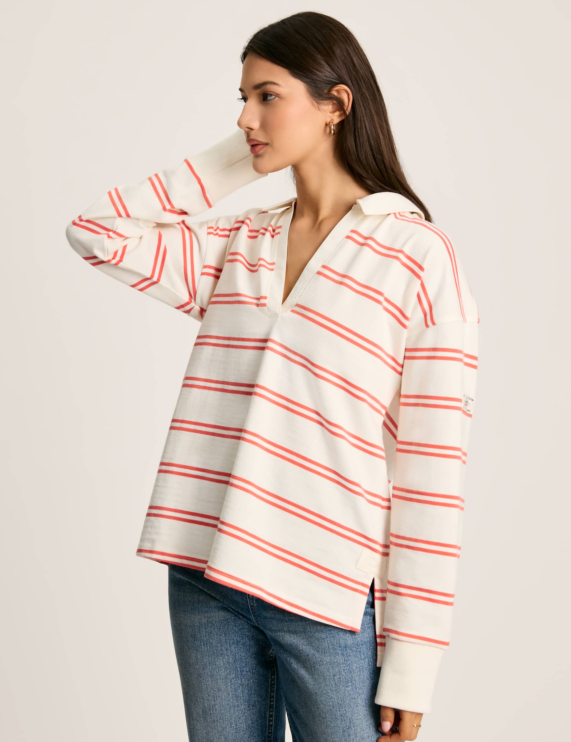 Joules Women's Pure Cotton Striped Top - 10 - Red Mix, Blue Mix,Red Mix