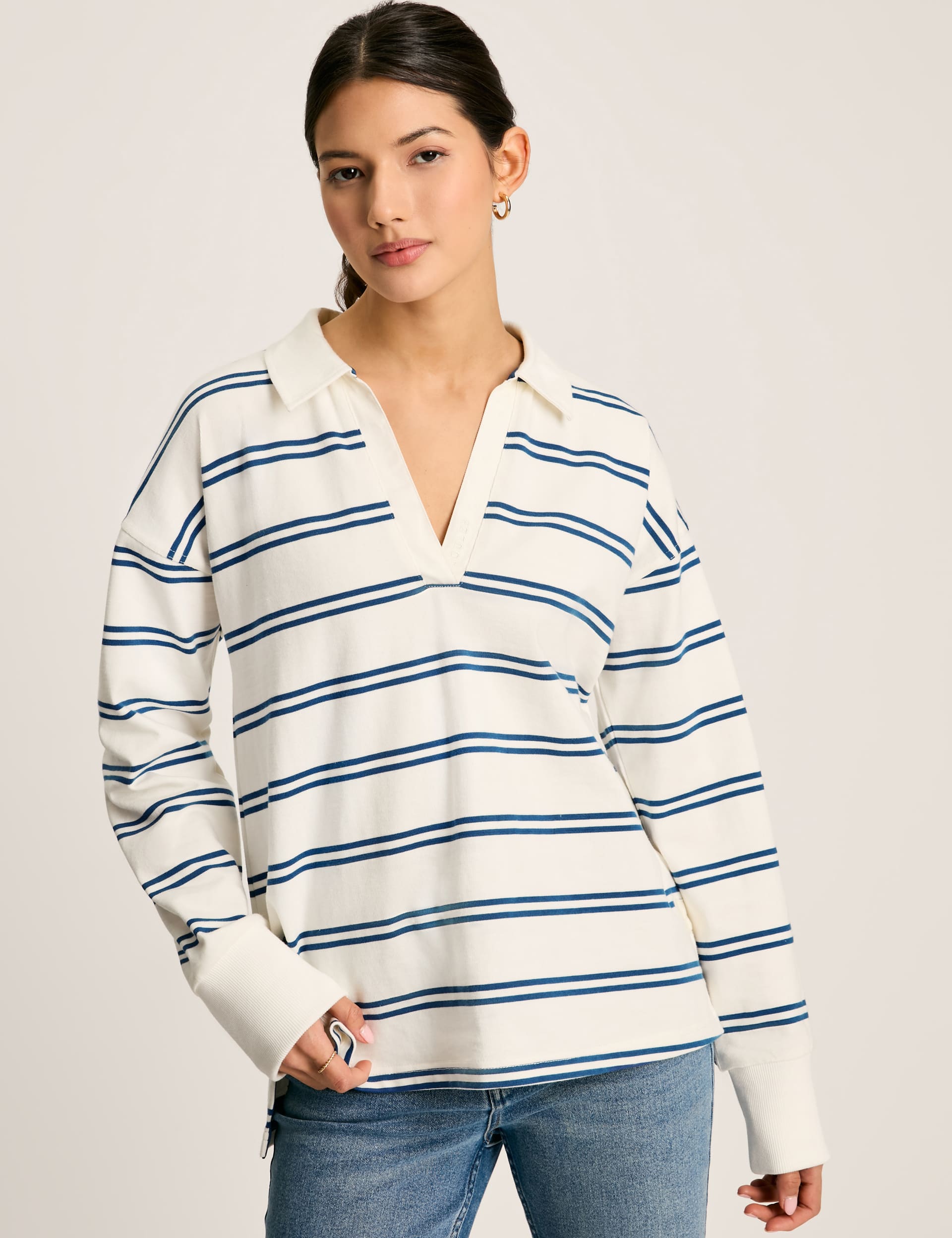 Joules Women's Pure Cotton Striped Top - 14 - Blue Mix, Blue Mix