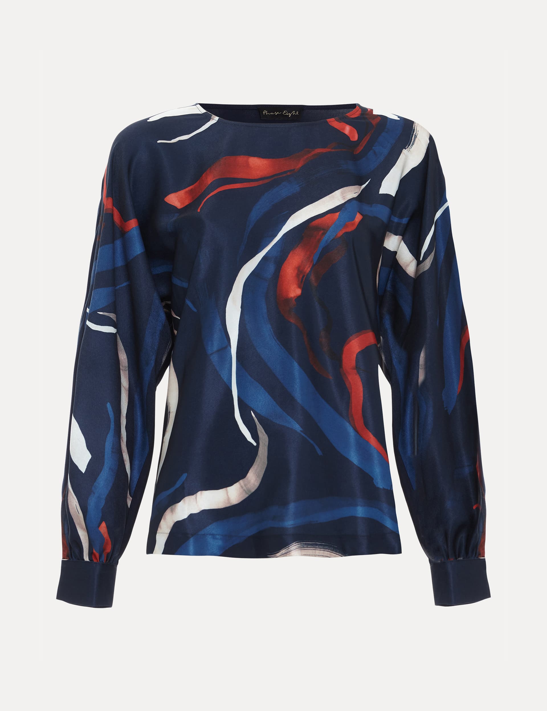 Phase Eight Women's Printed Slash Neck Top - 10 - Navy Mix, Navy Mix