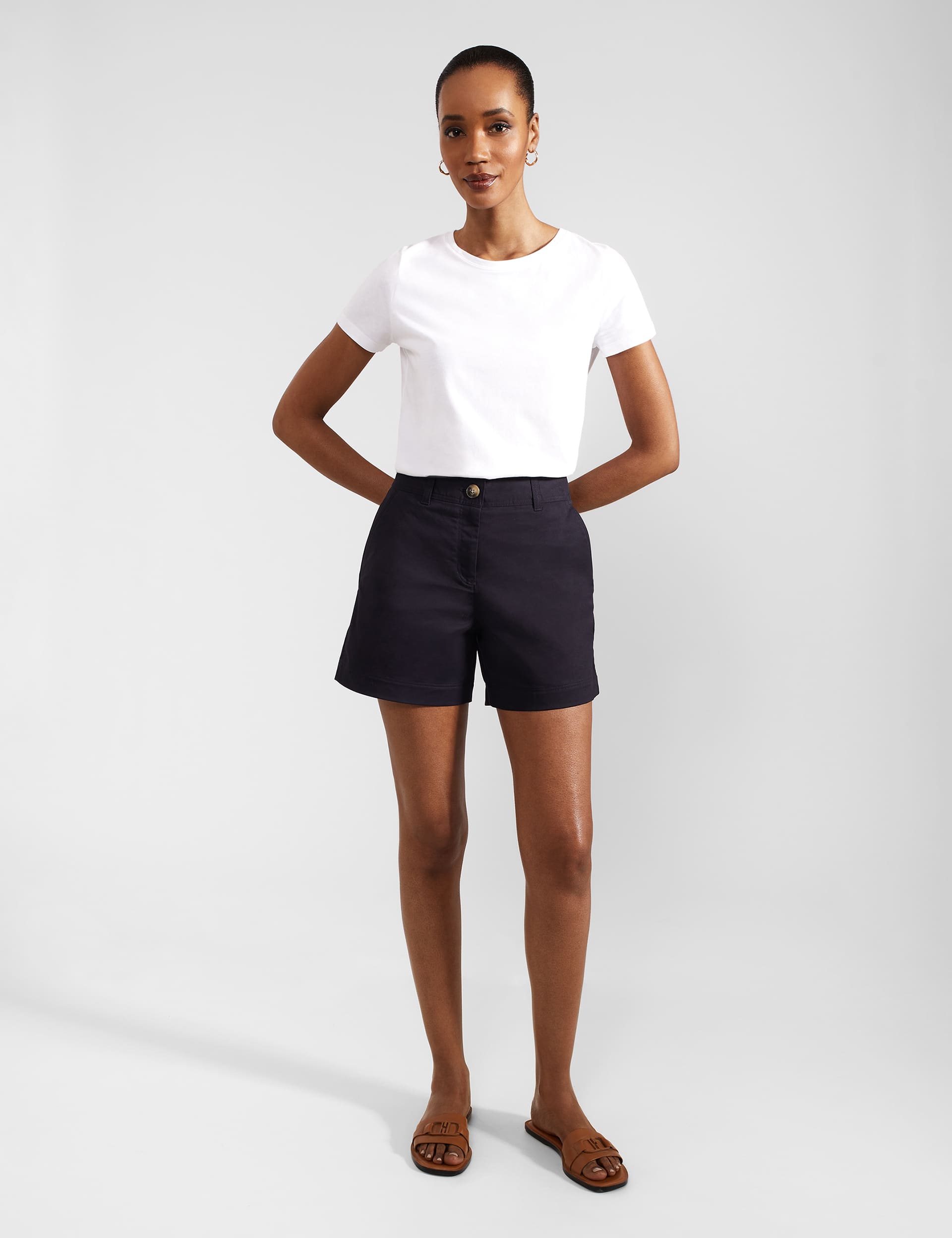 Hobbs Women's Cotton Rich Shorts - 8 - Navy, Navy