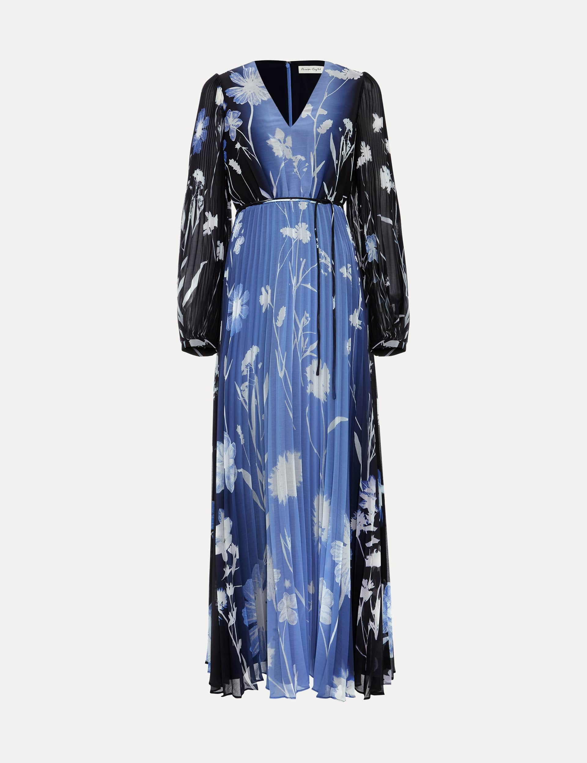 Phase Eight Women's Floral V-Neck Maxi Waisted Dress - 14REG - Blue Mix, Blue Mix