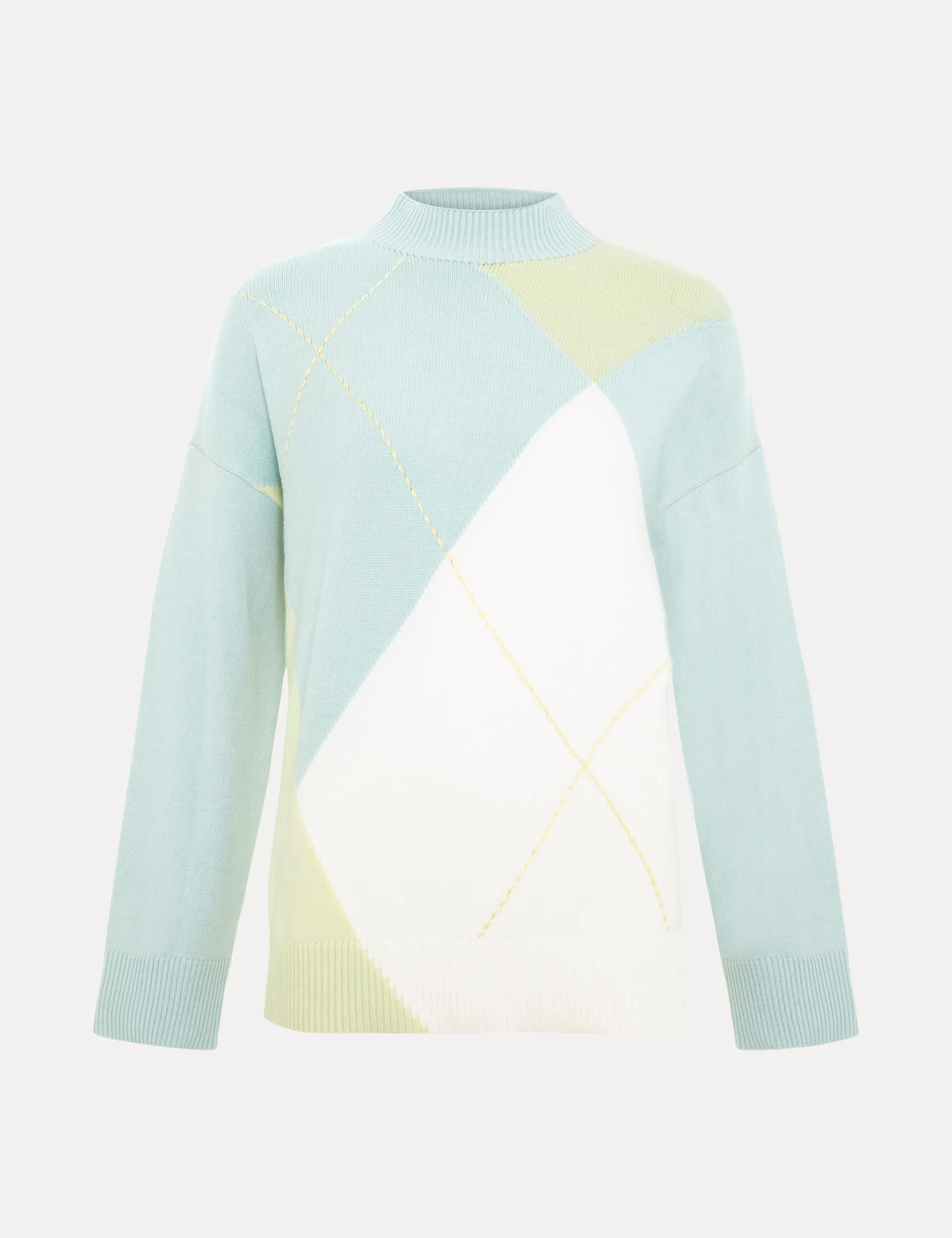 Phase Eight Women's Argyle Funnel Neck Stepped Hem Jumper - Light Green, Light Green