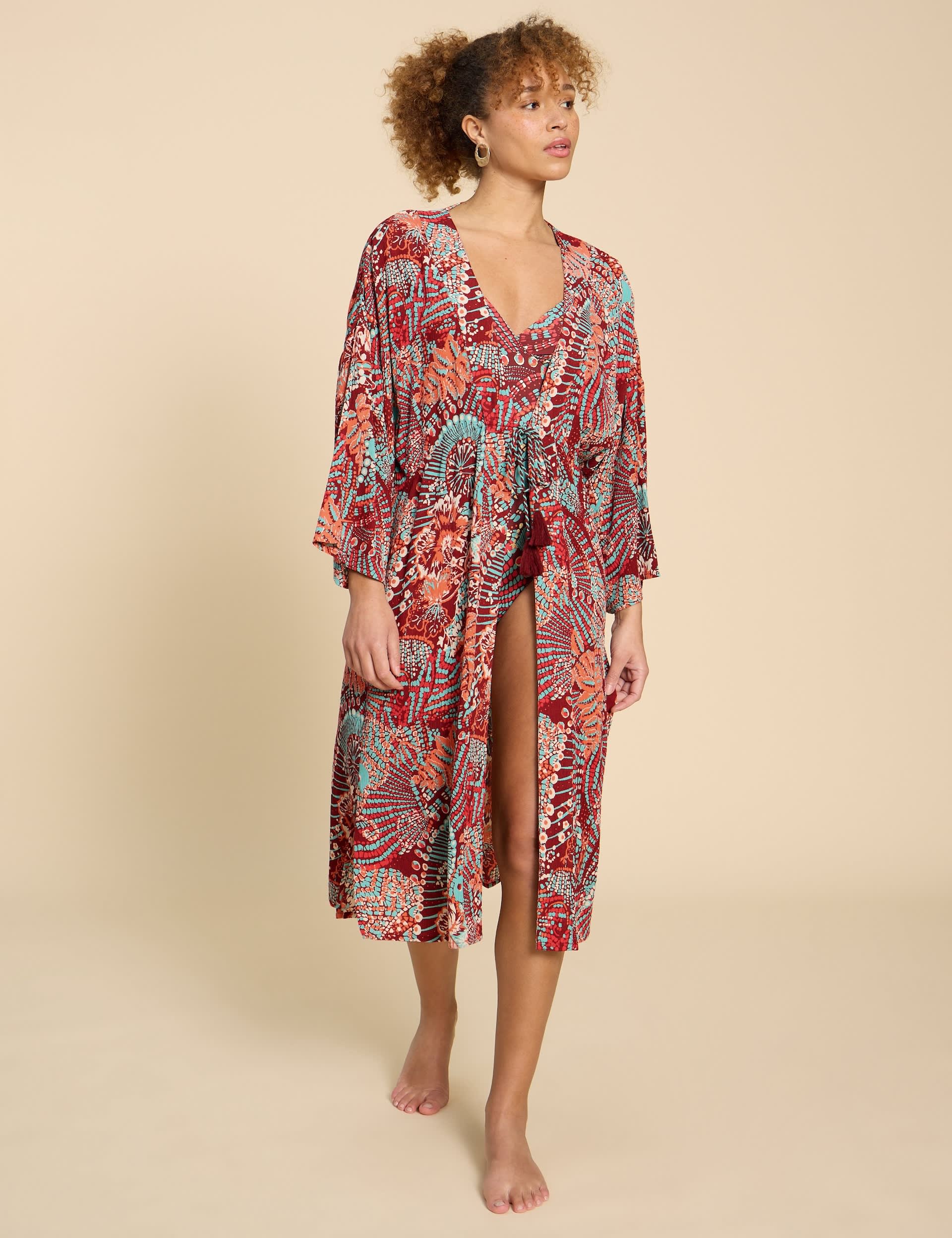 White Stuff Women's Printed Kimono - XS - Red Mix, Red Mix