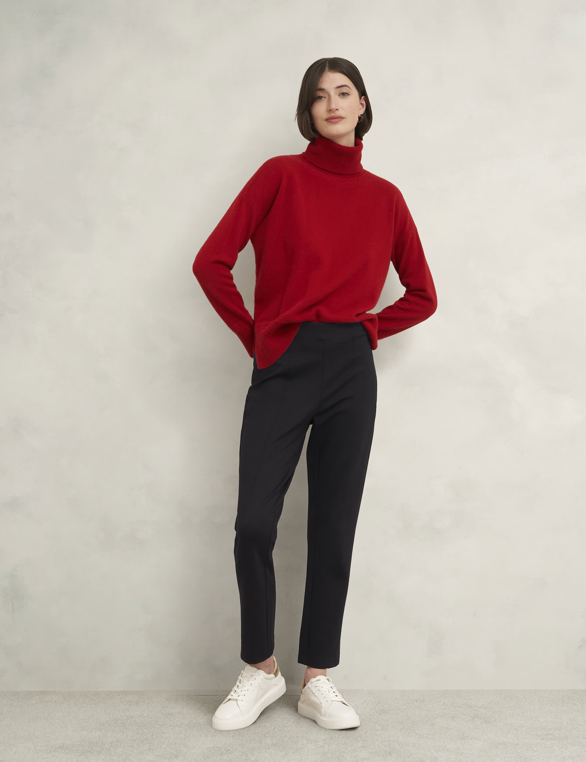 Hobbs Women's Ponte Elasticated Waist Ankle Graxer Trousers