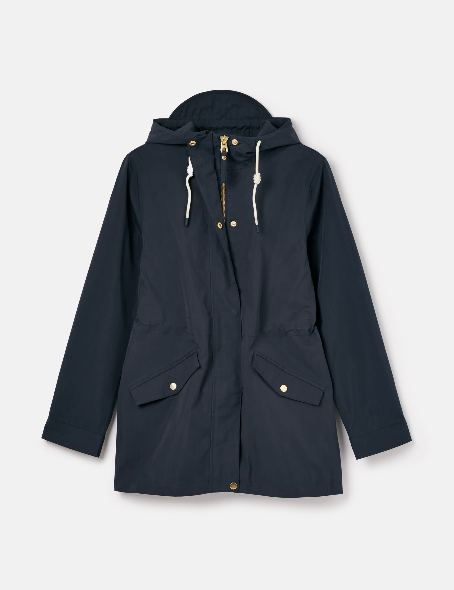 Joules Women's Cotton Rich Hooded Raincoat - 8 - Dark Blue, Dark Blue,Neutral